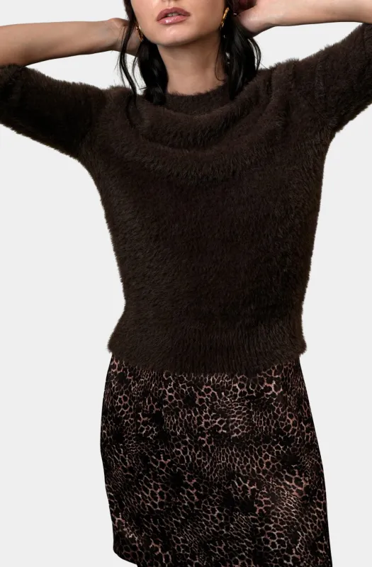 Odette Fuzzy Elbow Sleeve Knit Top sold by Hemline