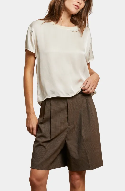 Delphine Satin Crew Neck Tee sold by Hemline