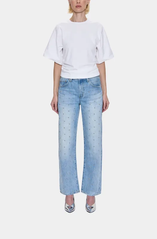 Lexi Mid Rise Bowed Straight sold by Hemline