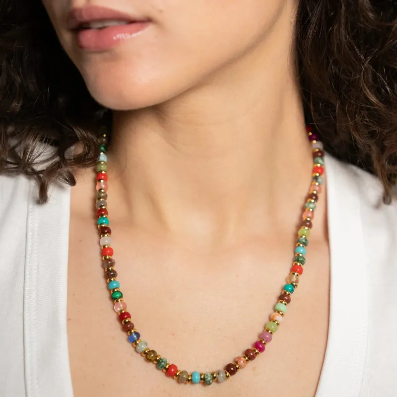 Waterproof Gemstone Beaded Necklace sold by Hemline