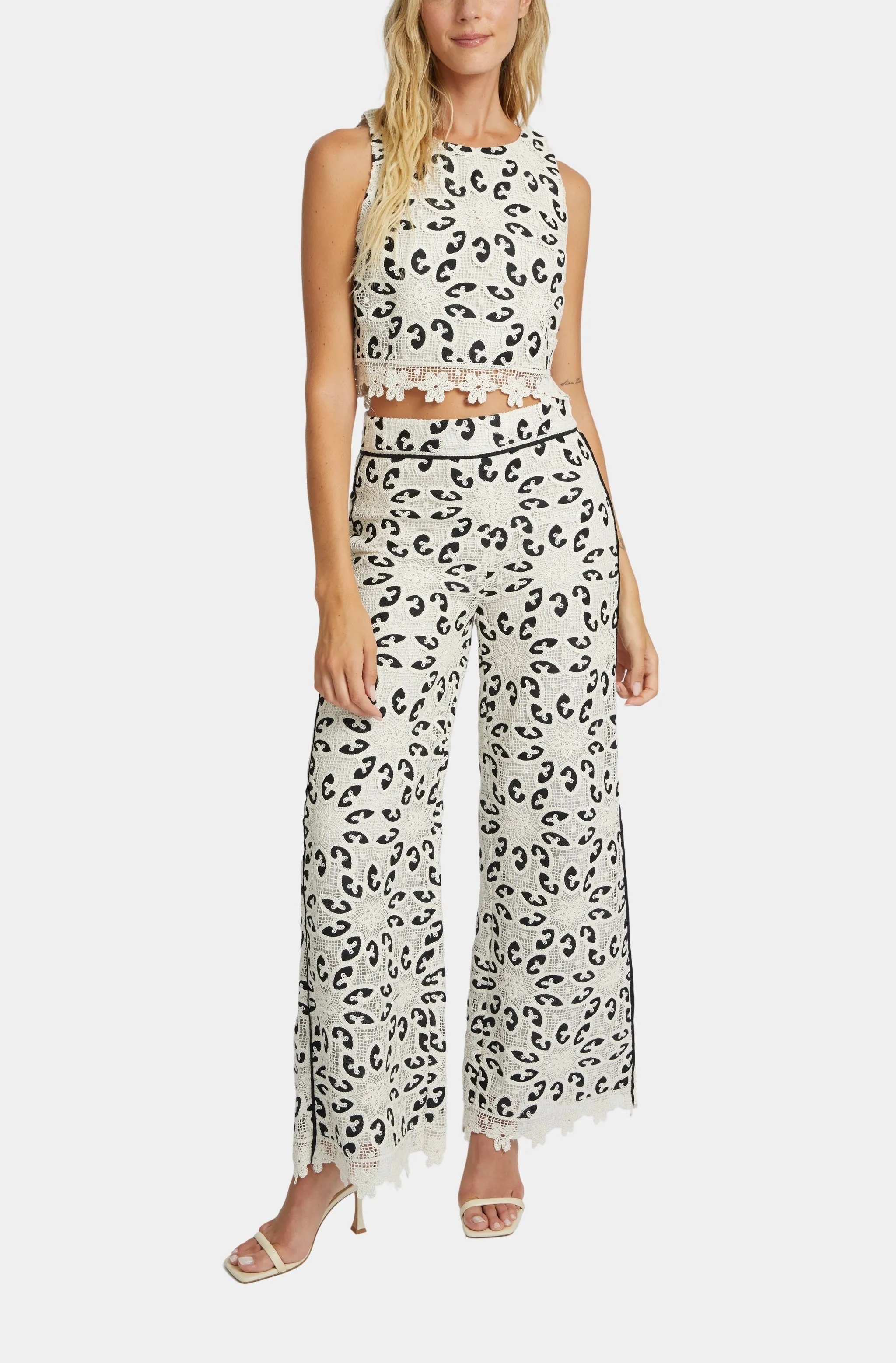 Isabelle Ivory/Black Lace Top sold by Hemline