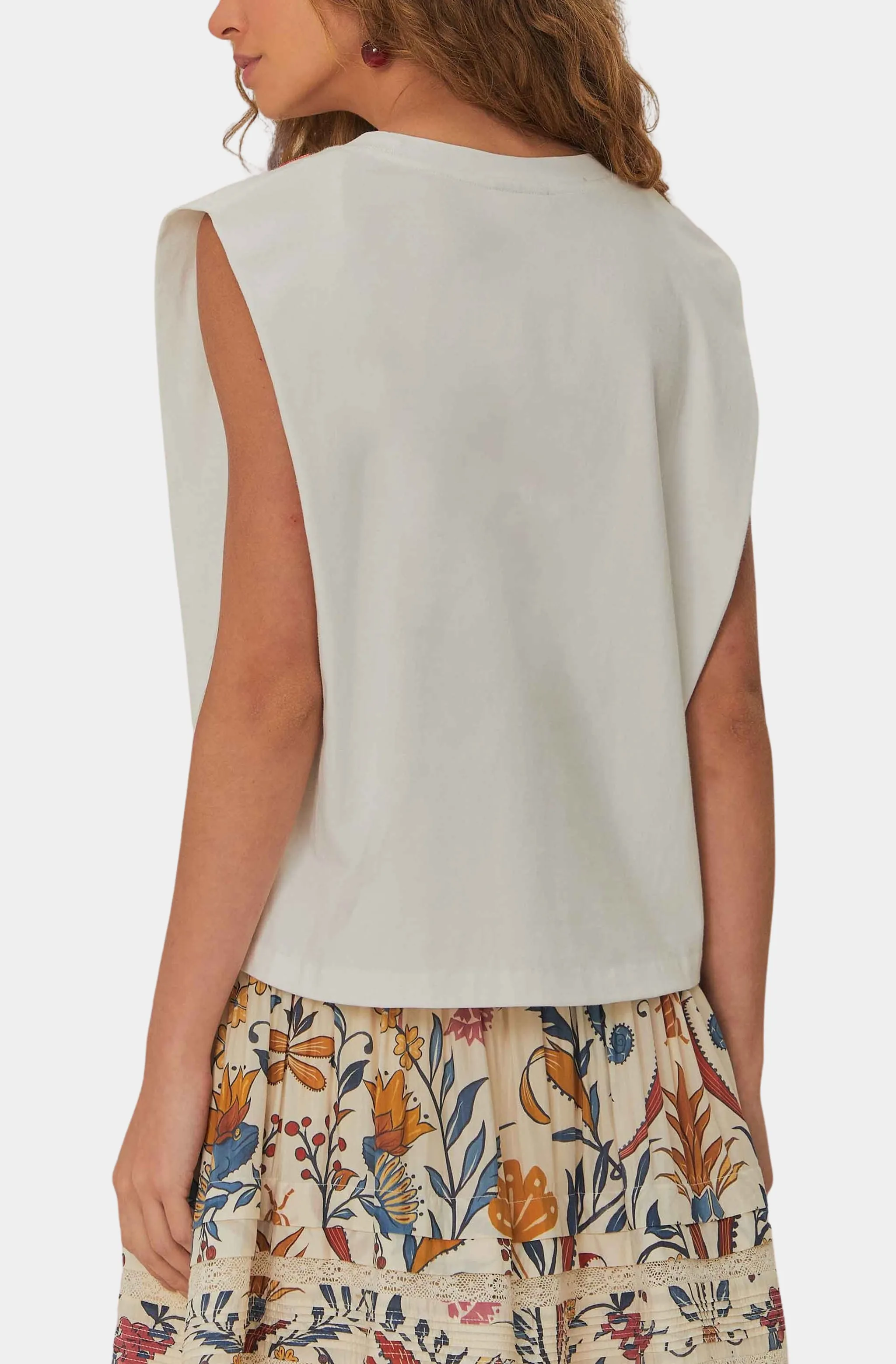 Beaded Flowers White T-Shirt sold by Hemline product image thumbnail 4