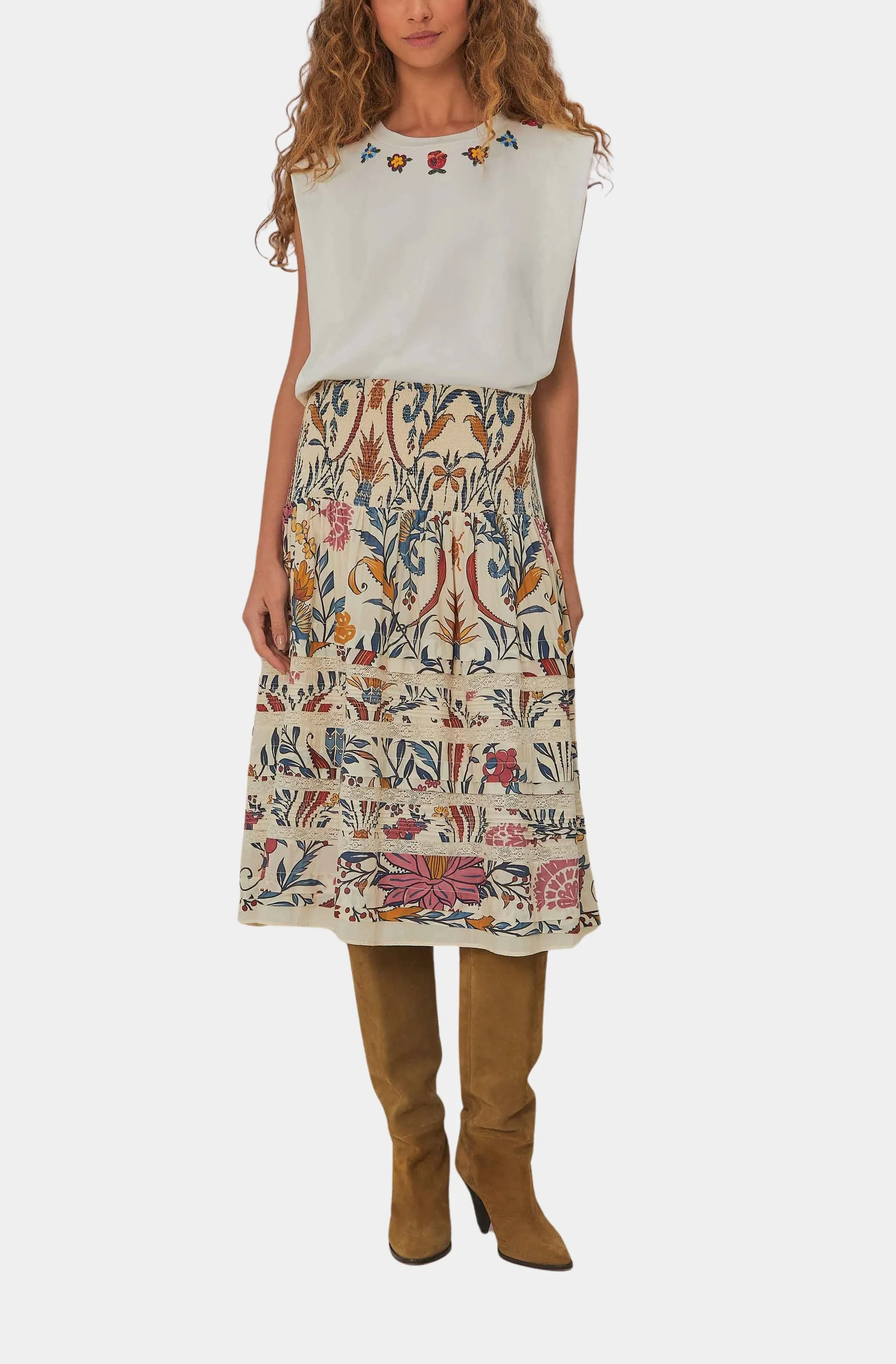 Beaded Flowers White T-Shirt sold by Hemline product image thumbnail 2