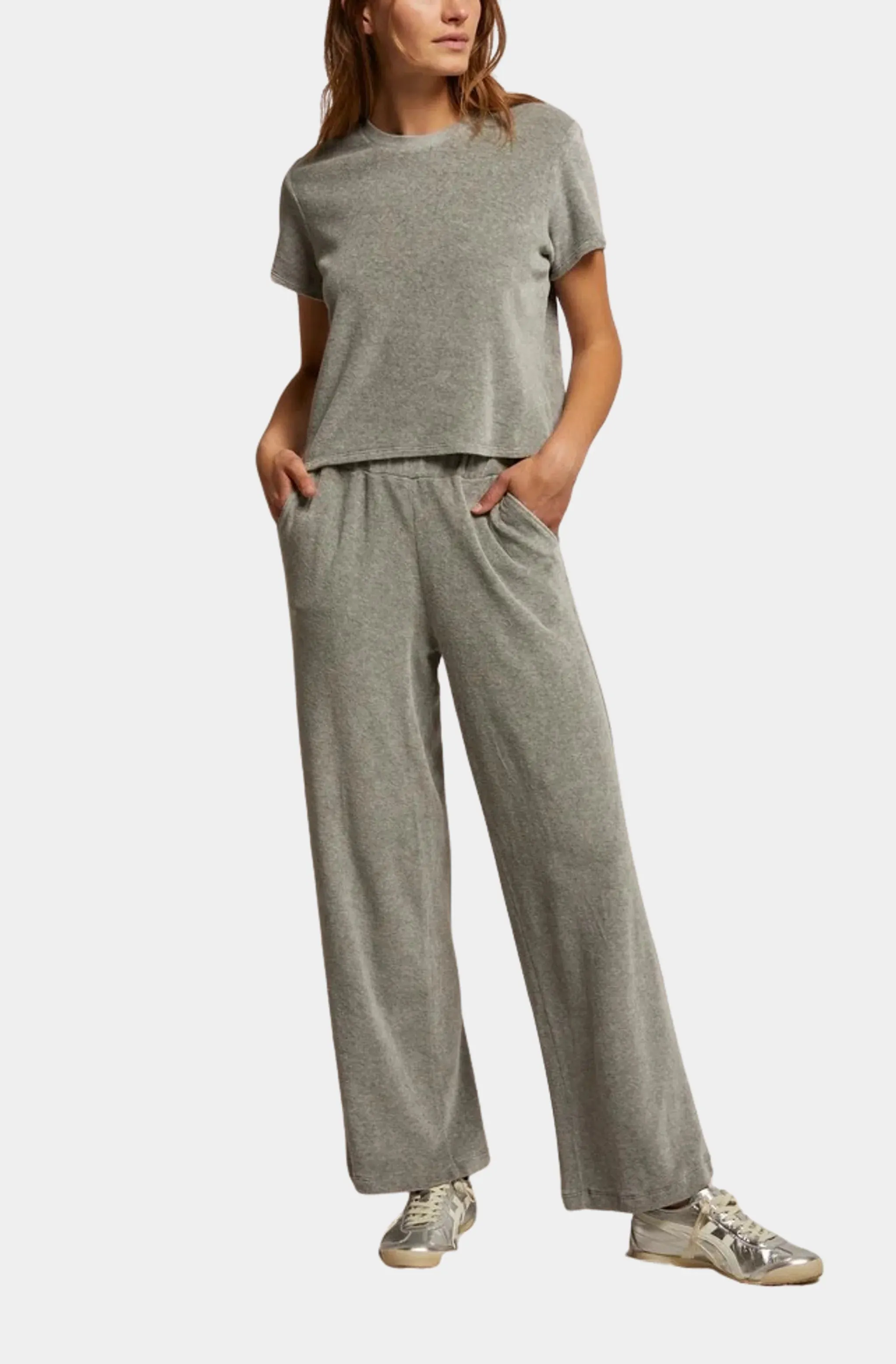 Velour Wide Leg Sweat Pant sold by Hemline