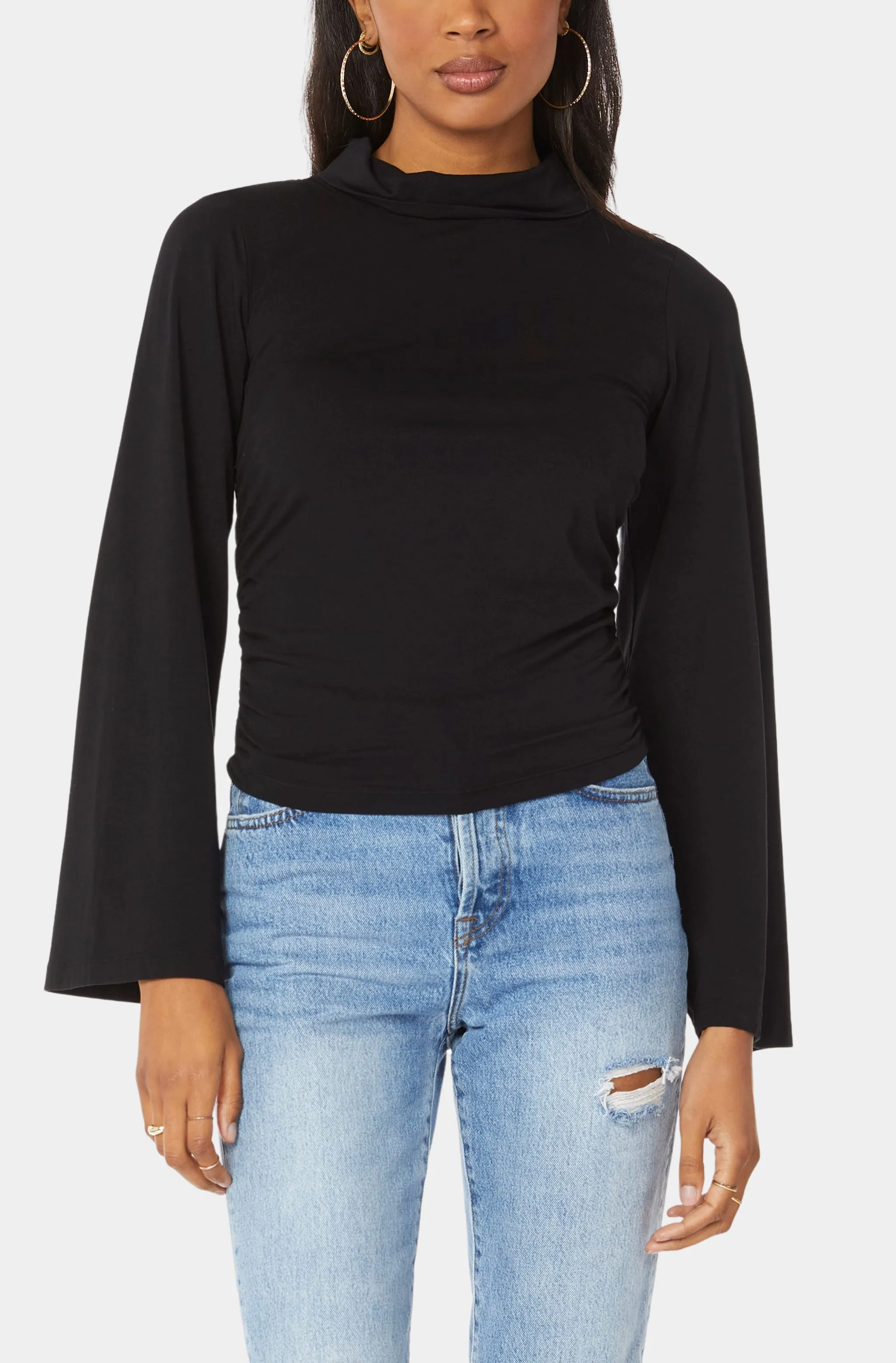 Bell Sleeve Mock Neck Top sold by Hemline