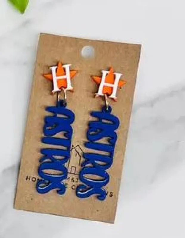 Astros Inspired Dangle Earrings made by Hemline