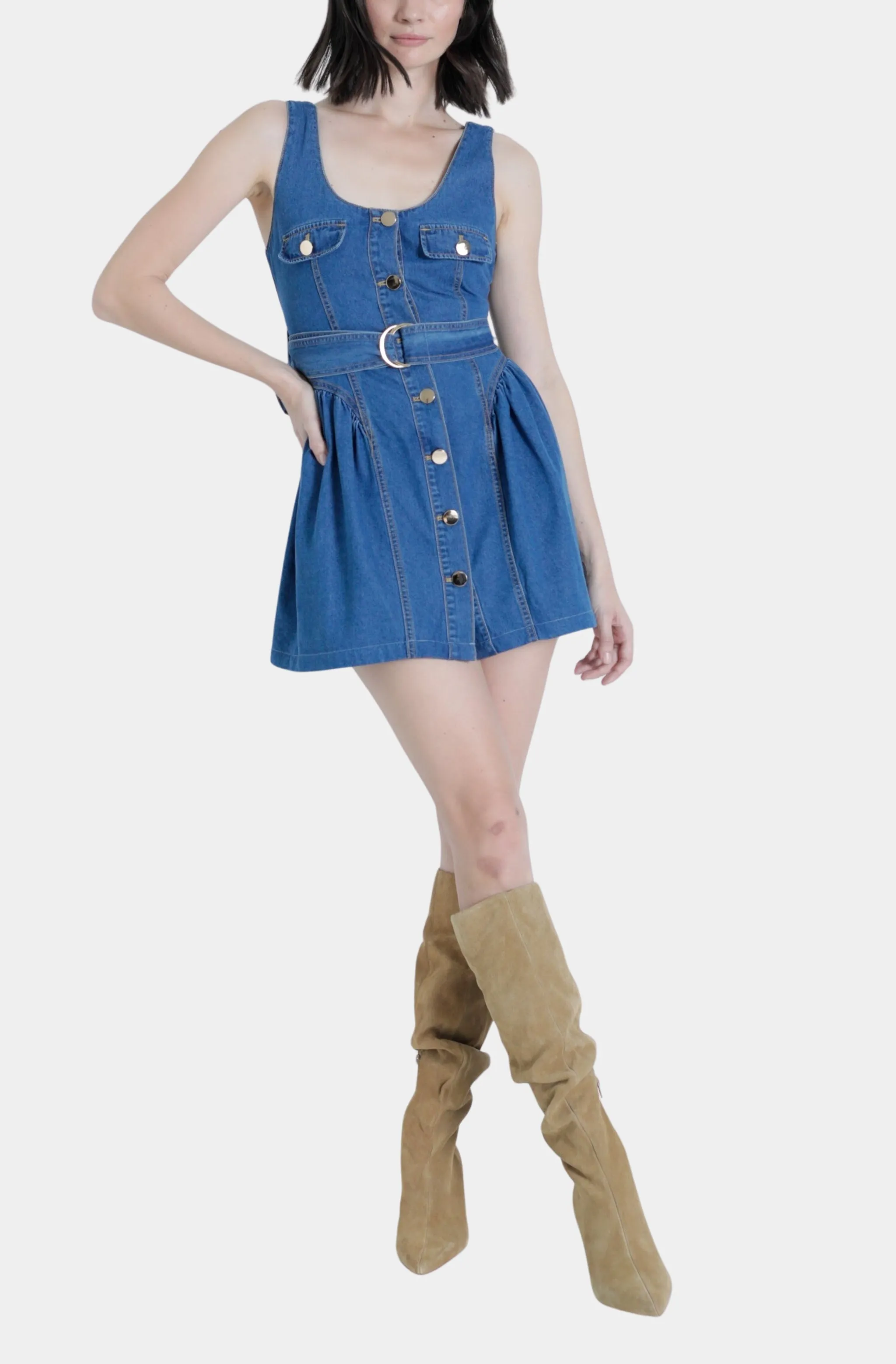 Katerina Denim Mini Dress sold by Hemline