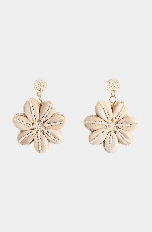 Floral Shells Beaded Earrings made by America & Beyond