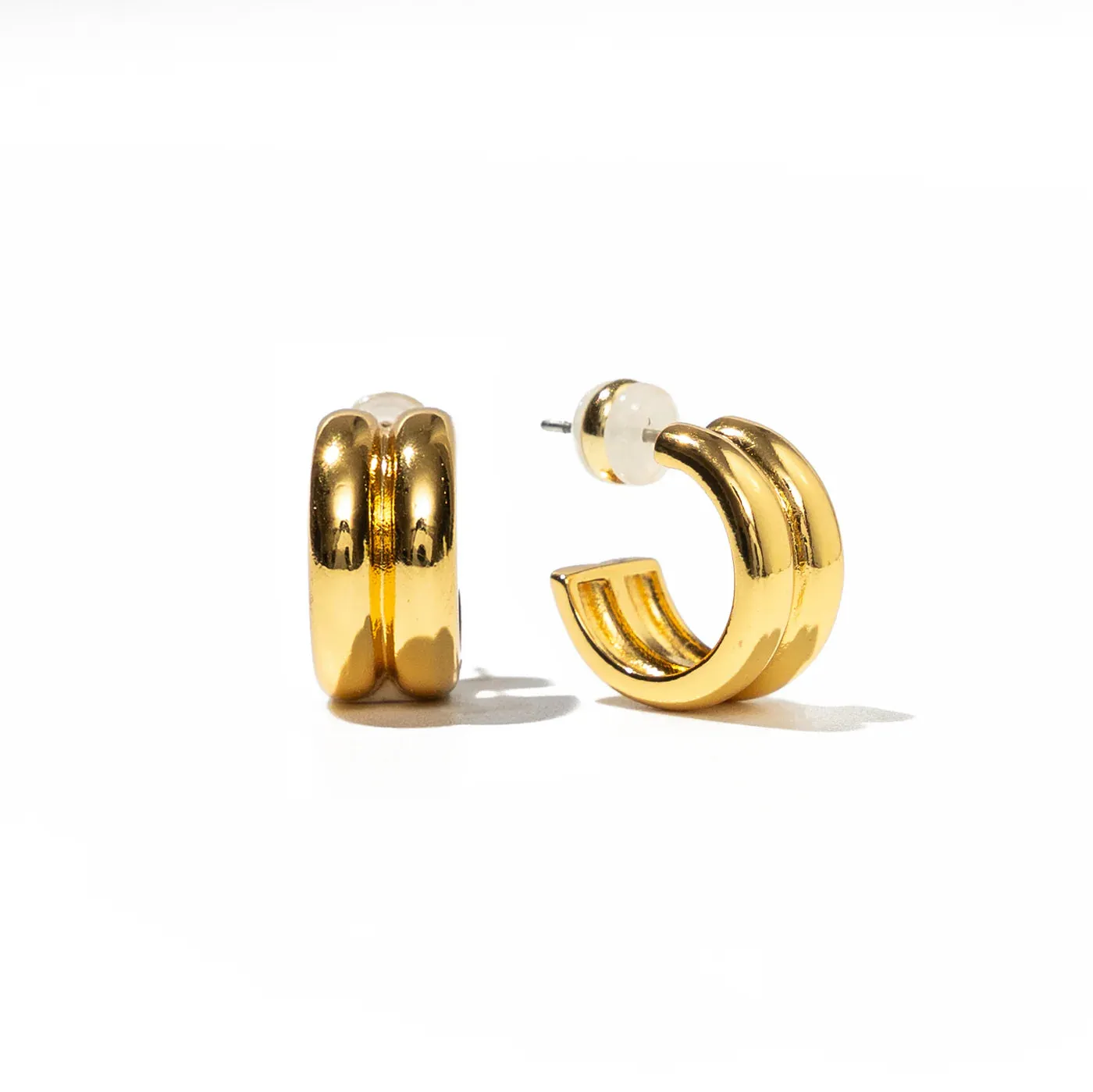 18K Gold Twin Mini Hoops sold by Hemline product image thumbnail 2