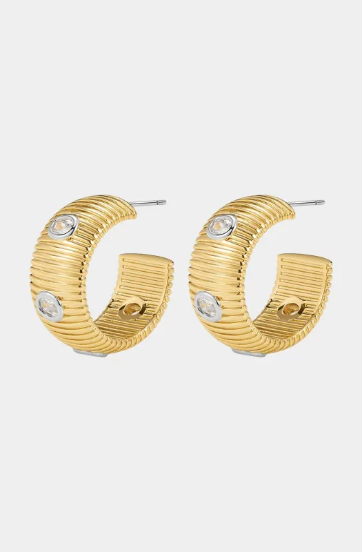 The Pave Georgia Ridged Hoops sold by Hemline