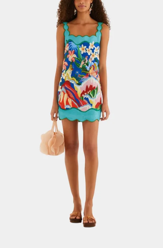 Garden Of Life Scarf Multicolor Sleeveless Mini Dress made by FARM Rio