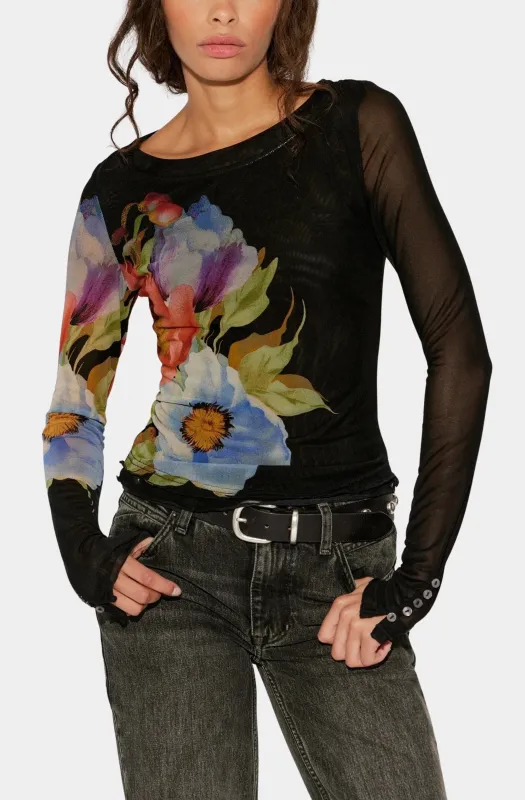 Lilly Printed Long Sleeve Top made by Free People