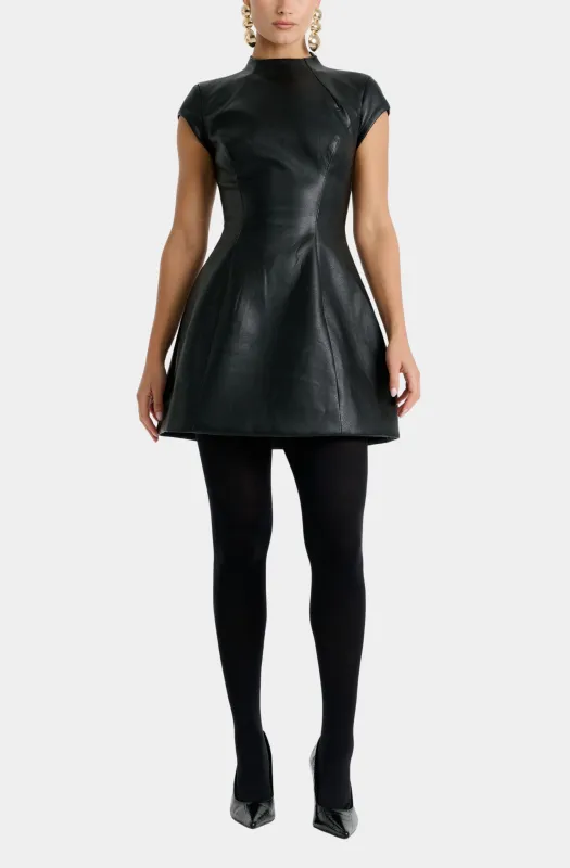 Delphi Vegan Leather Mini Dress made by Bardot