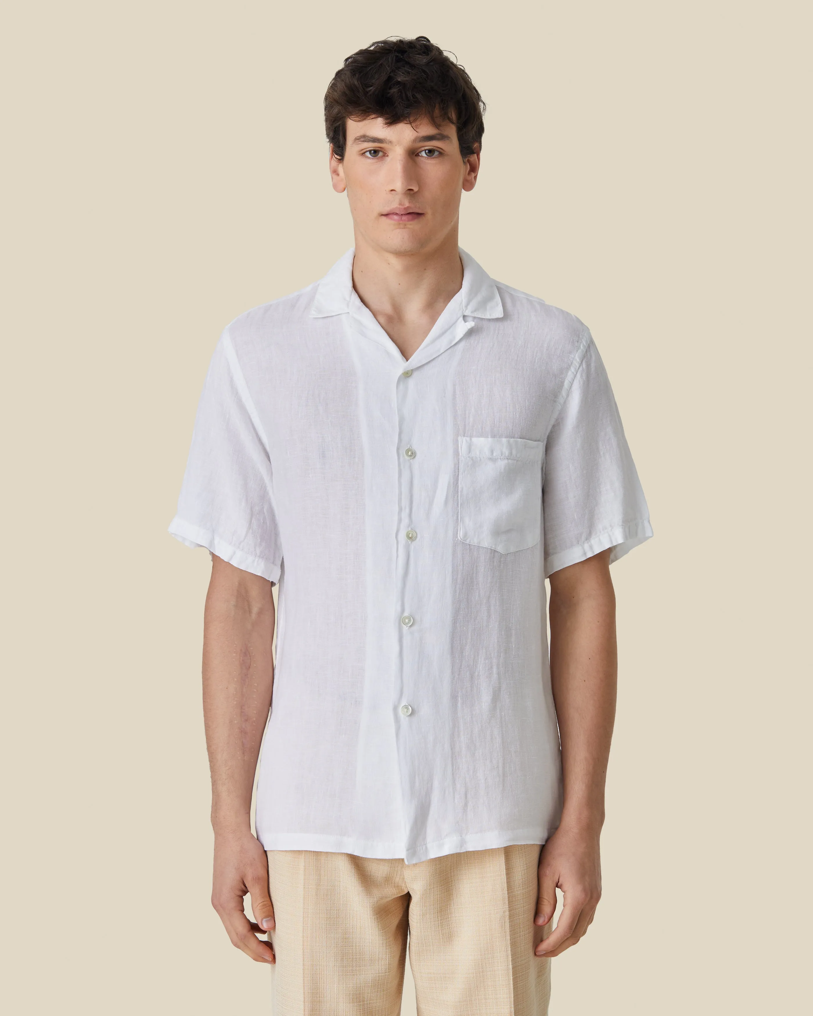 LINEN CAMP COLLAR - WHITE sold by Portuguese Flannel