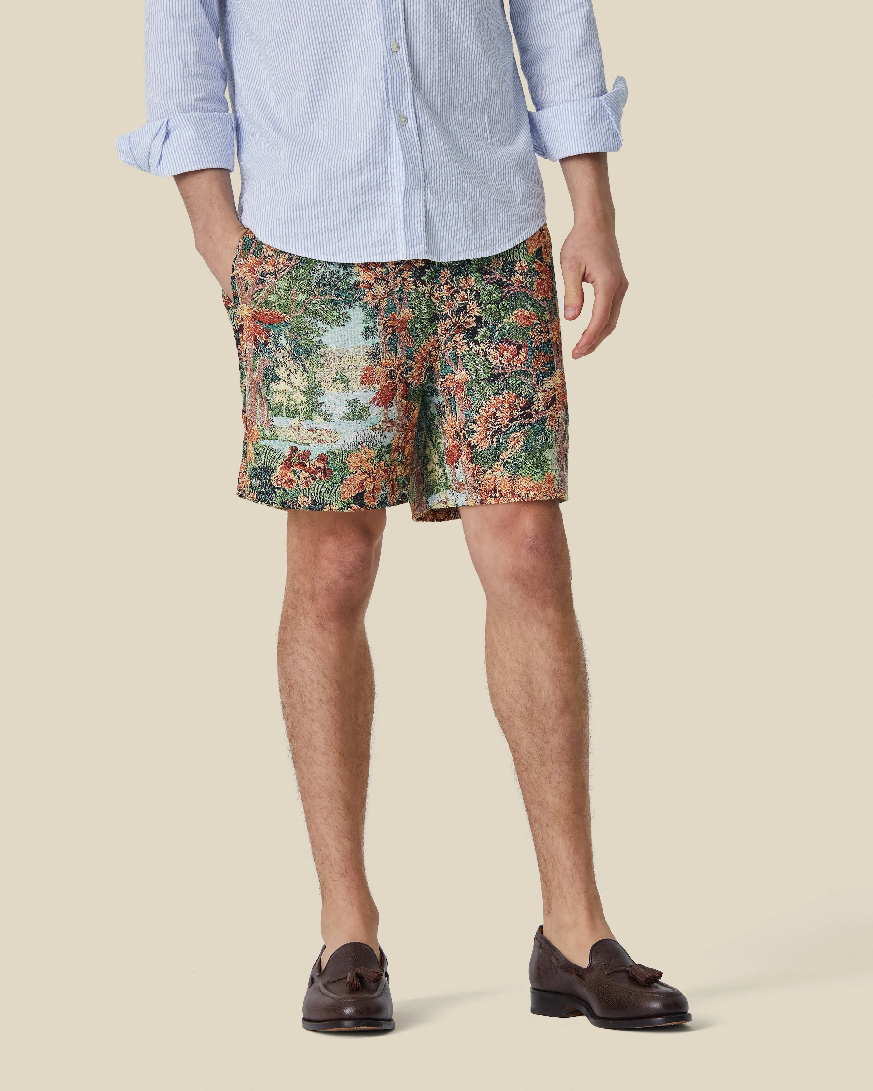 ウェア TAPESTRY SHORTS LES DEUX TAPESTRY SHORTS IN BLACK SURPLUS GREEN | Thred