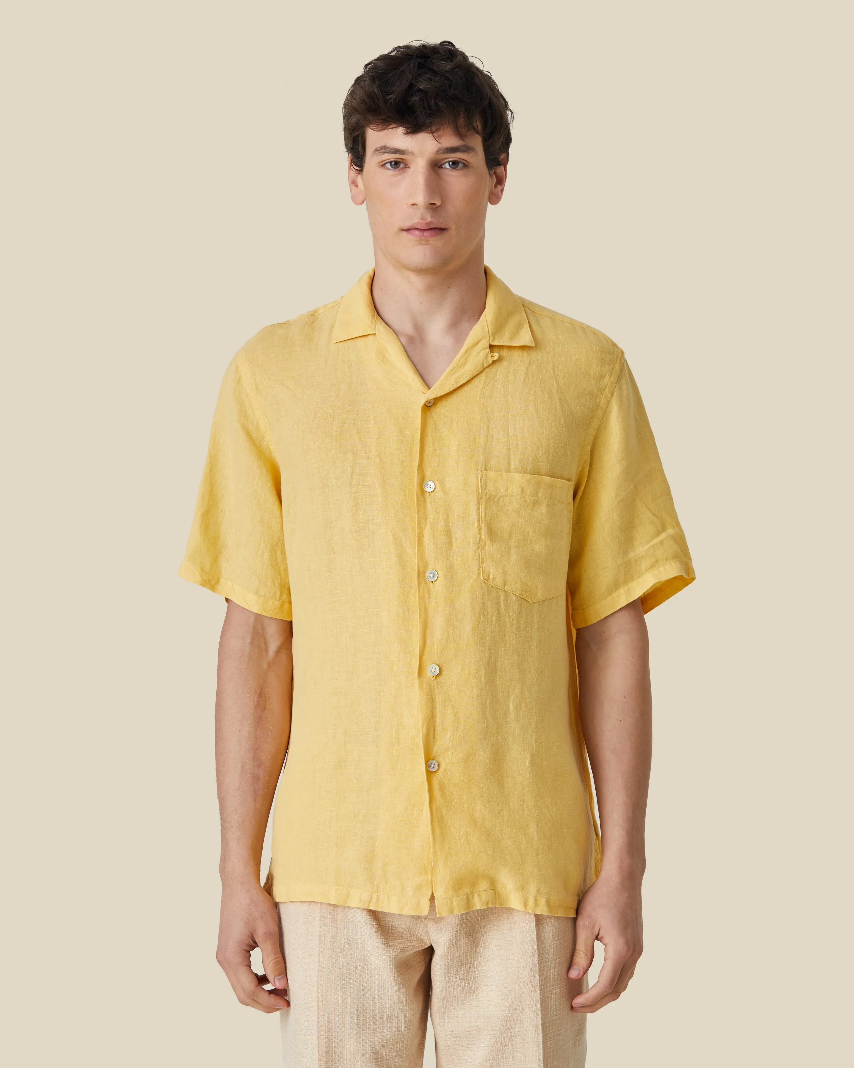 LINEN CAMP COLLAR - YELLOW sold by Portuguese Flannel