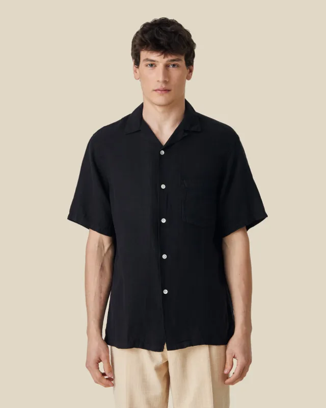 LINEN CAMP COLLAR - BLACK sold by Portuguese Flannel