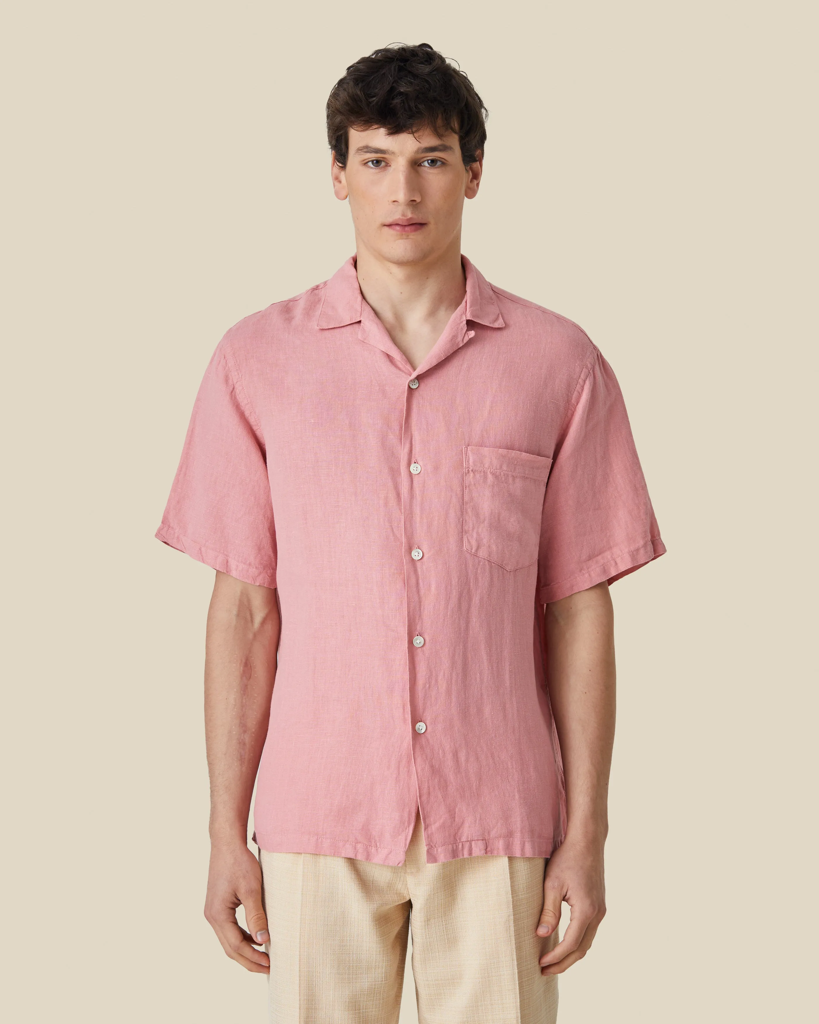 LINEN CAMP COLLAR - ROSE sold by Portuguese Flannel