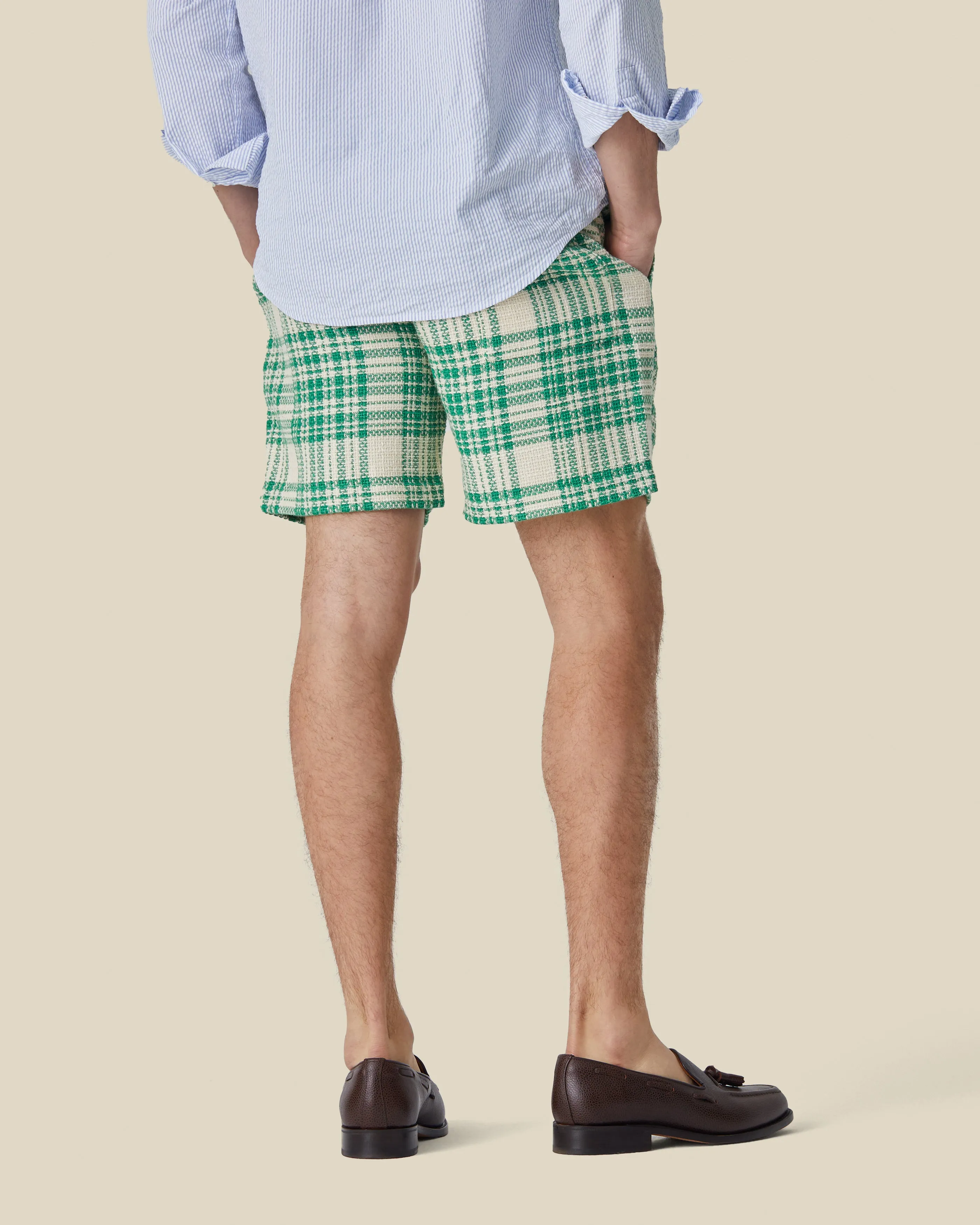 GARDEN PLAID BOUCLÉ SHORTS - GREEN sold by Portuguese Flannel product image thumbnail 2