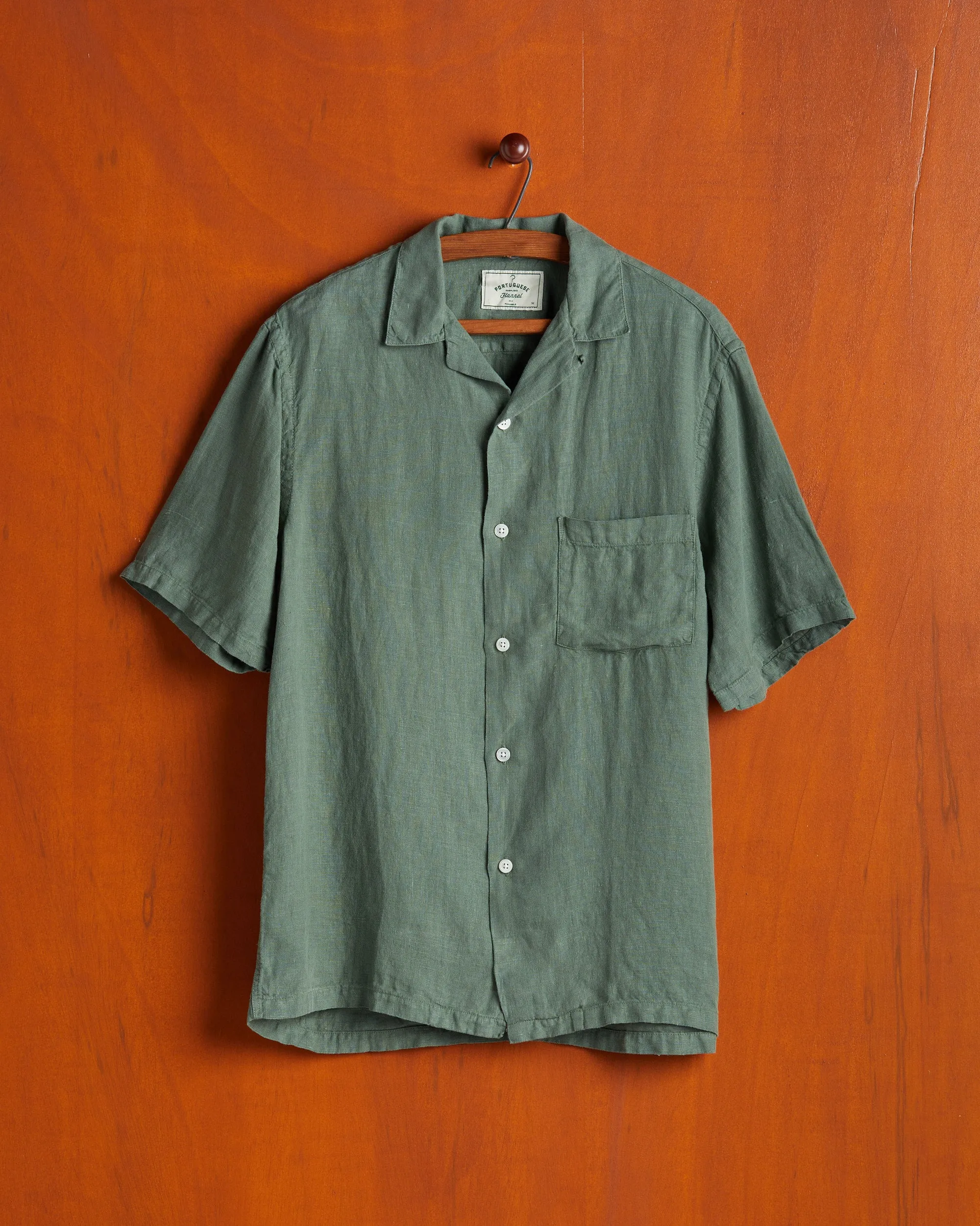 LINEN CAMP COLLAR - DRY GREEN sold by Portuguese Flannel product image thumbnail 3