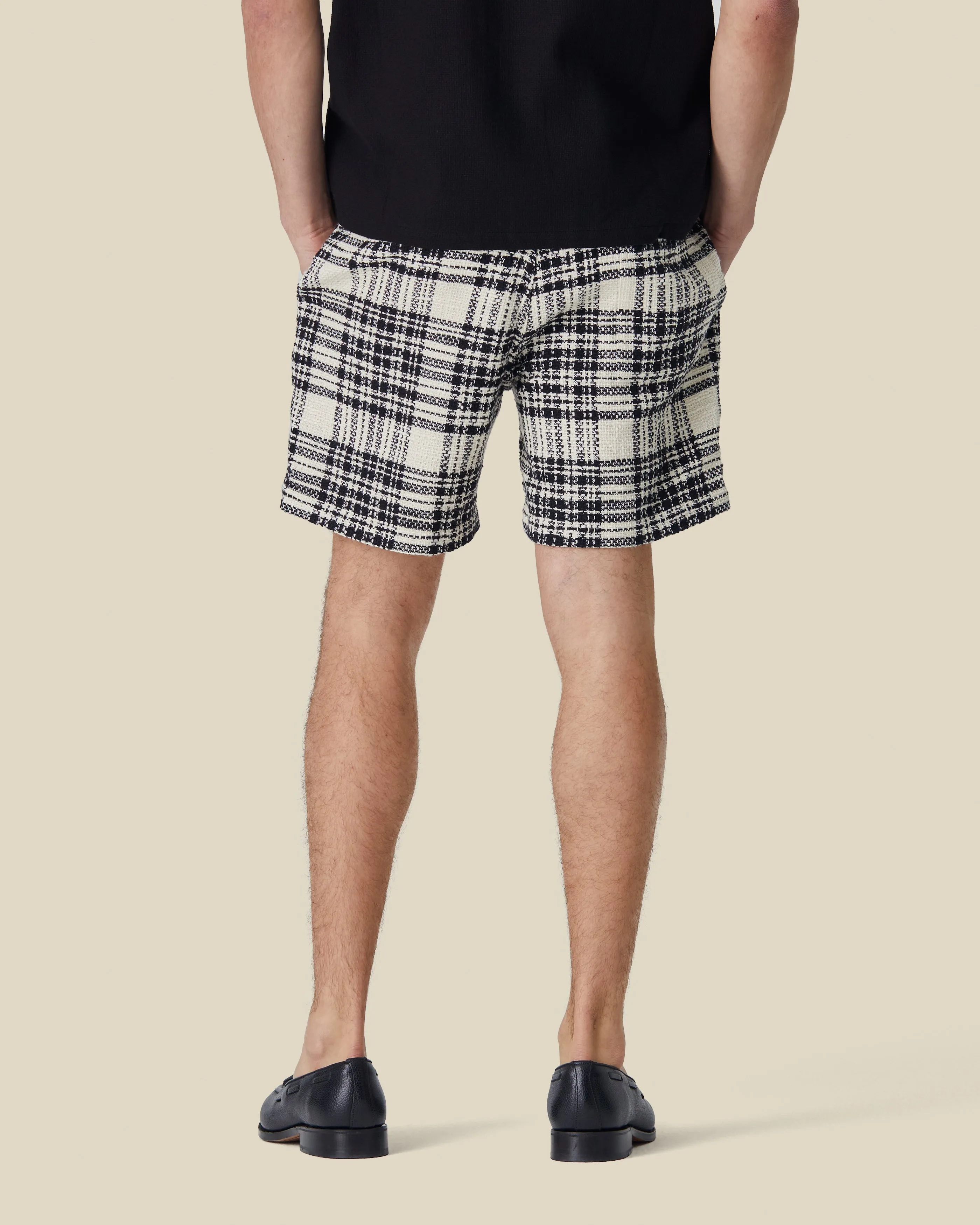 GARDEN PLAID BOUCLÉ SHORTS - BLACK sold by Portuguese Flannel product image thumbnail 2