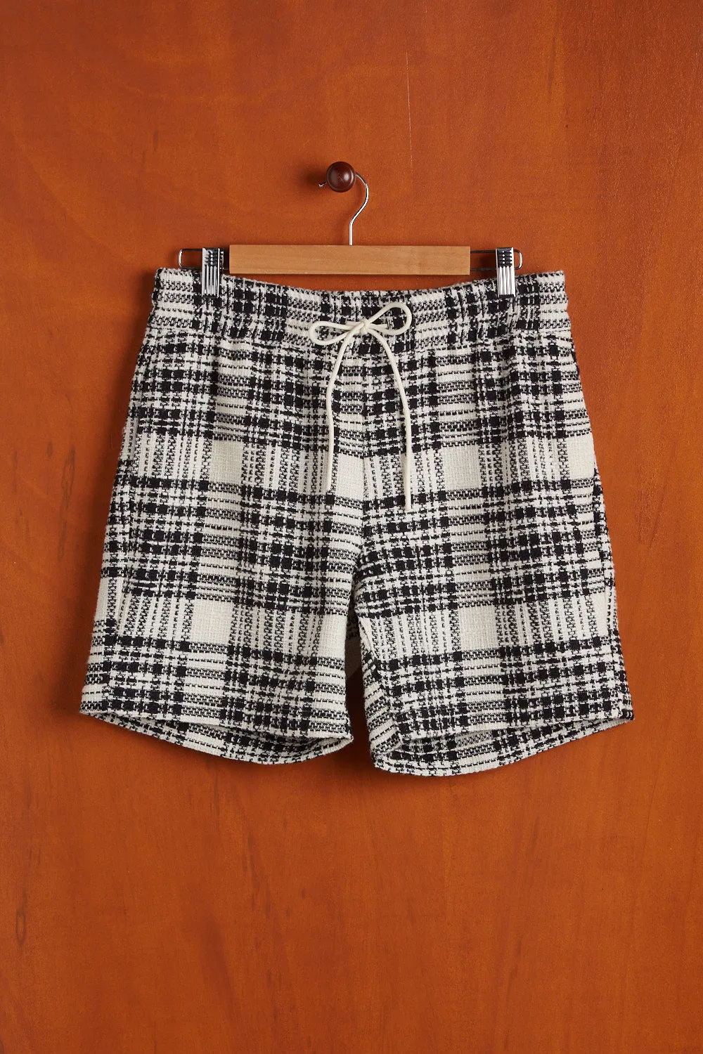 GARDEN PLAID BOUCLÉ SHORTS - BLACK sold by Portuguese Flannel product image thumbnail 3