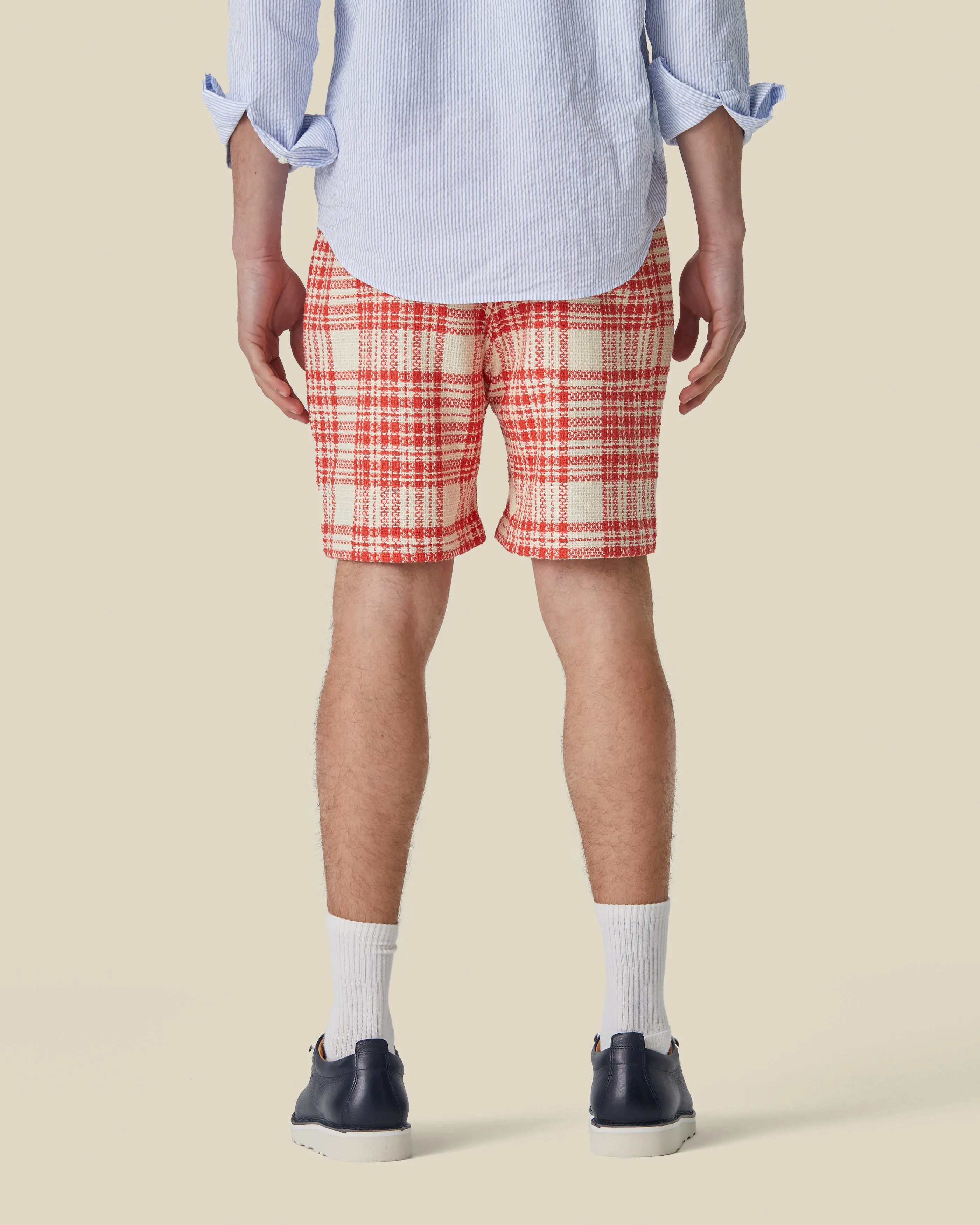 GARDEN PLAID BOUCLÉ SHORTS - RED sold by Portuguese Flannel product image thumbnail 2