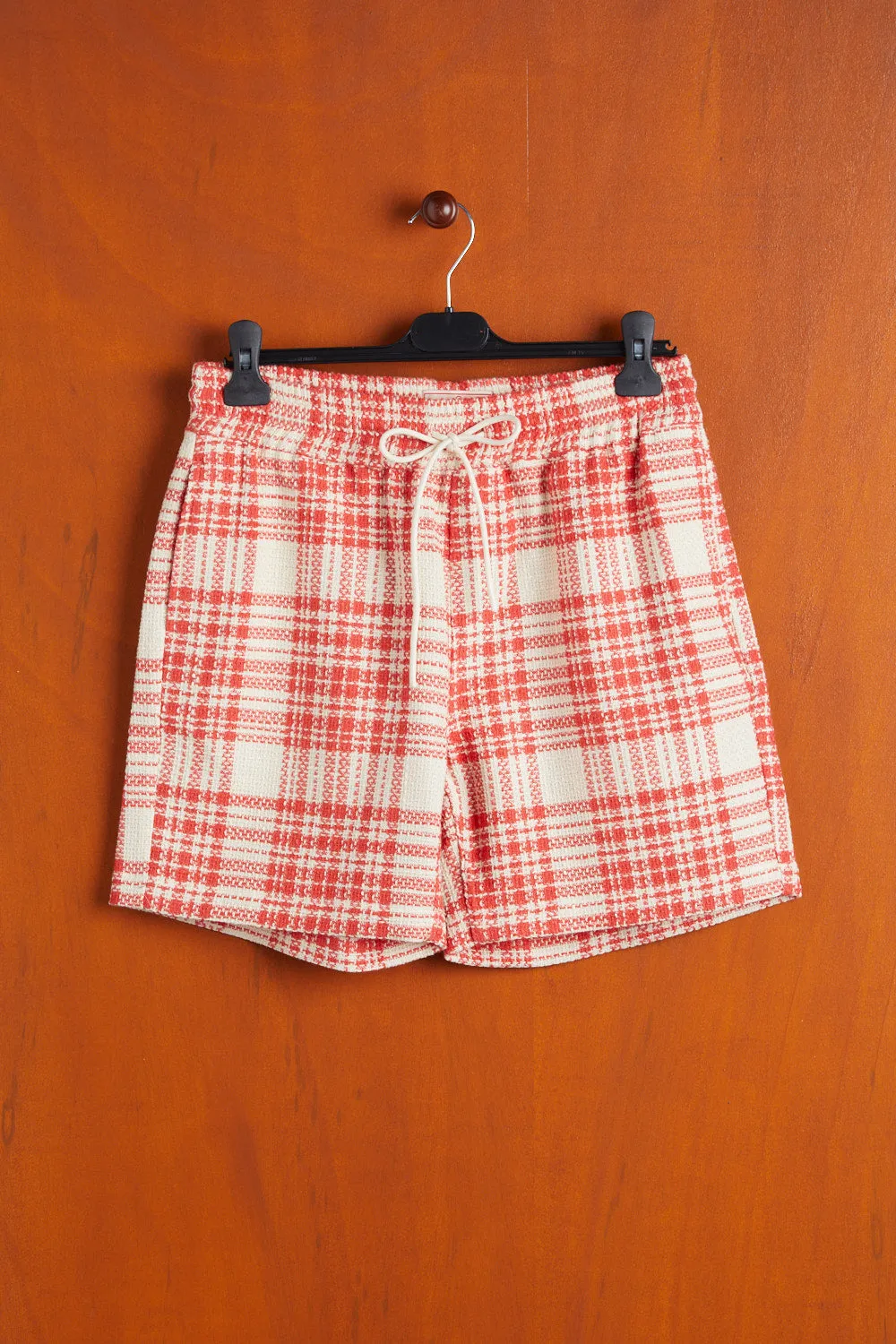 GARDEN PLAID BOUCLÉ SHORTS - RED sold by Portuguese Flannel product image thumbnail 3