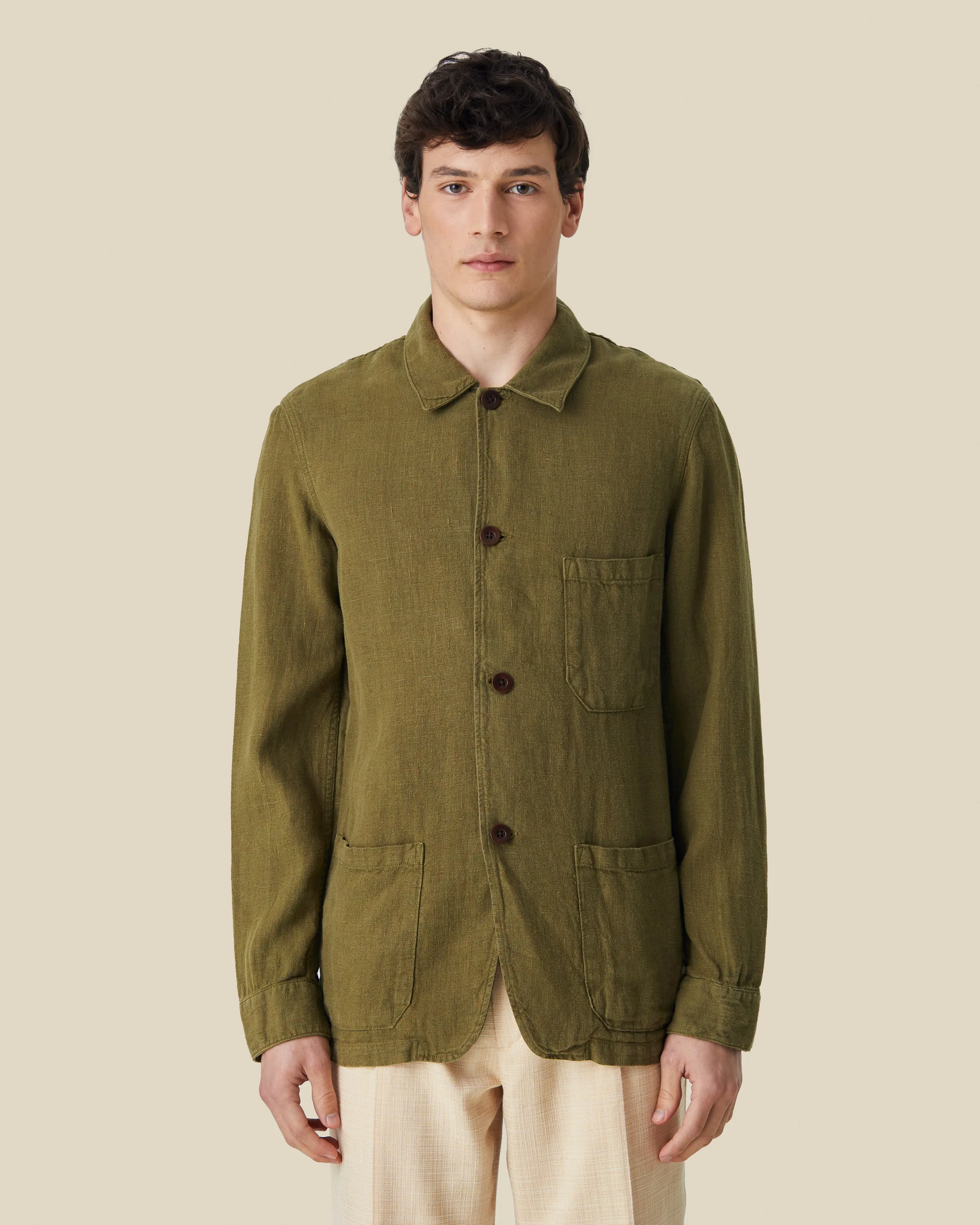 LABURA LINEN JACKET - OLIVE sold by Portuguese Flannel