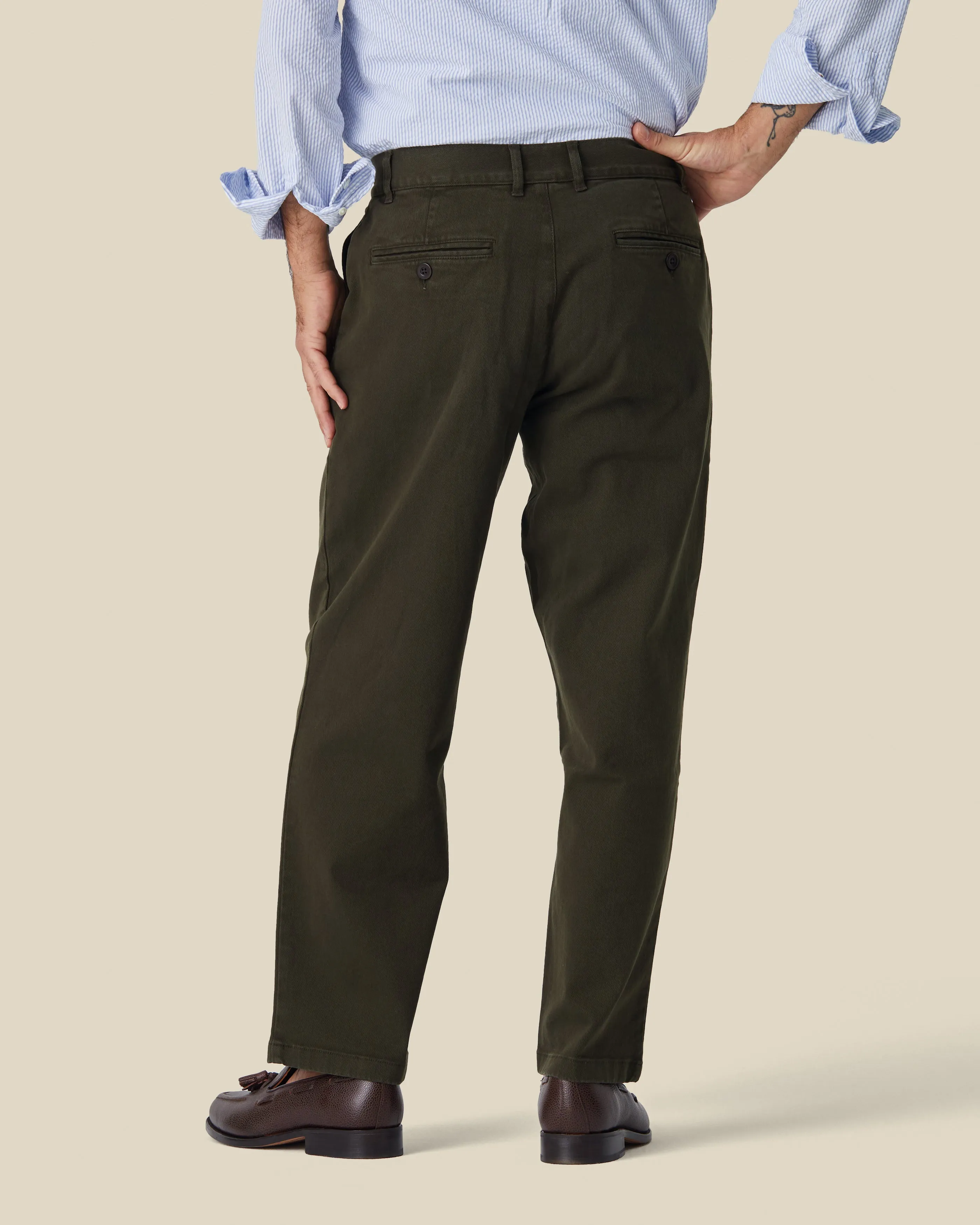 LABURA TWILL TROUSERS - OLIVE sold by Portuguese Flannel product image thumbnail 2