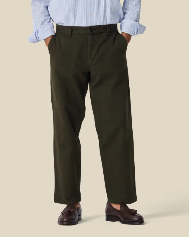LABURA TWILL TROUSERS - OLIVE sold by Portuguese Flannel