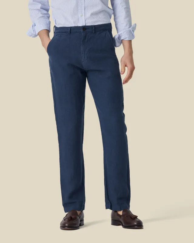 LINEN TROUSERS - NAVY sold by Portuguese Flannel