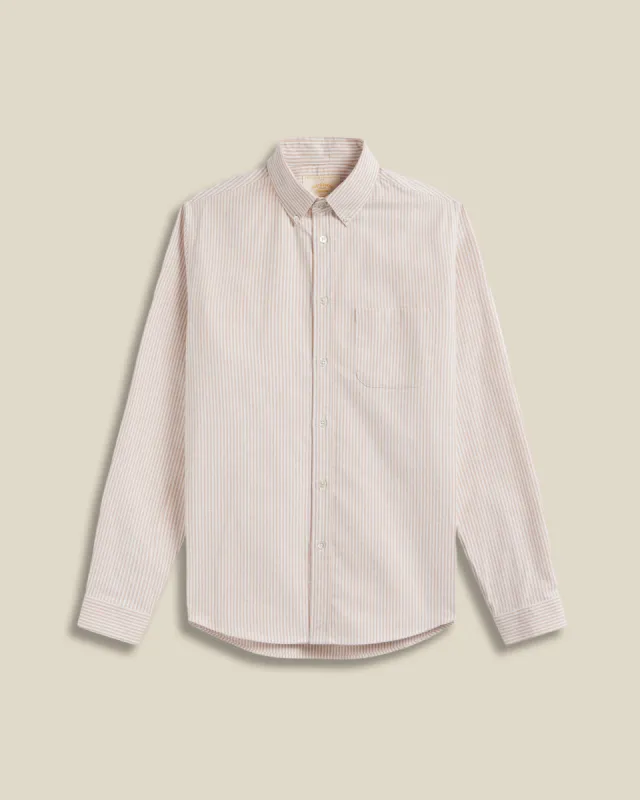 Brushed Oxford Stripe - Salmon sold by Portuguese Flannel