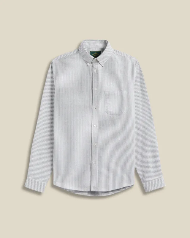 Brushed Oxford Stripe - Moss Green sold by Portuguese Flannel