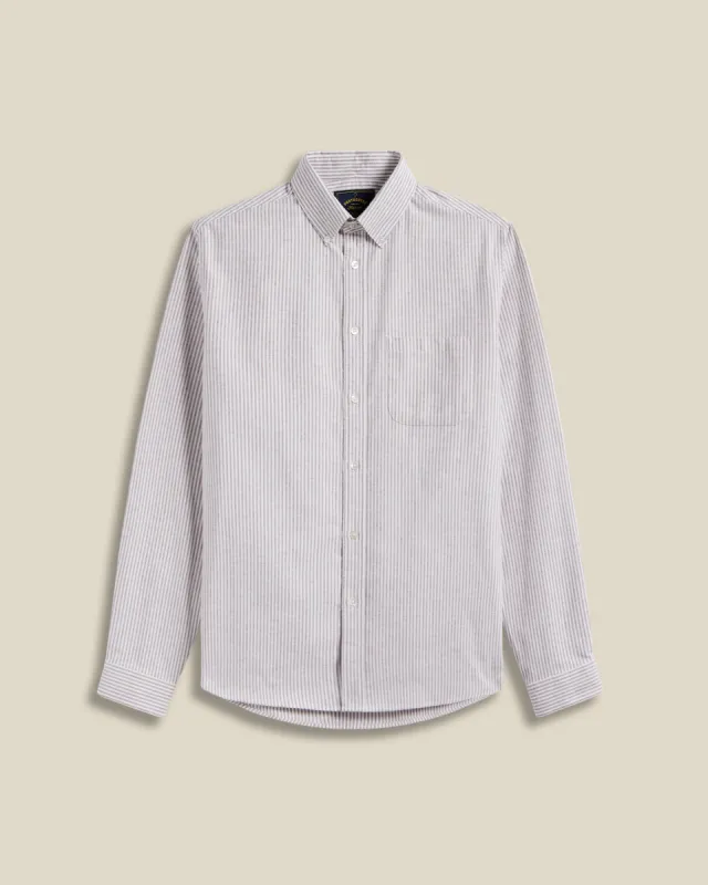 Brushed Oxford Stripe - Bordeaux sold by Portuguese Flannel