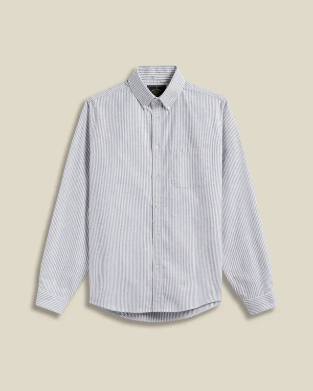 Brushed Oxford Stripe - Blue sold by Portuguese Flannel