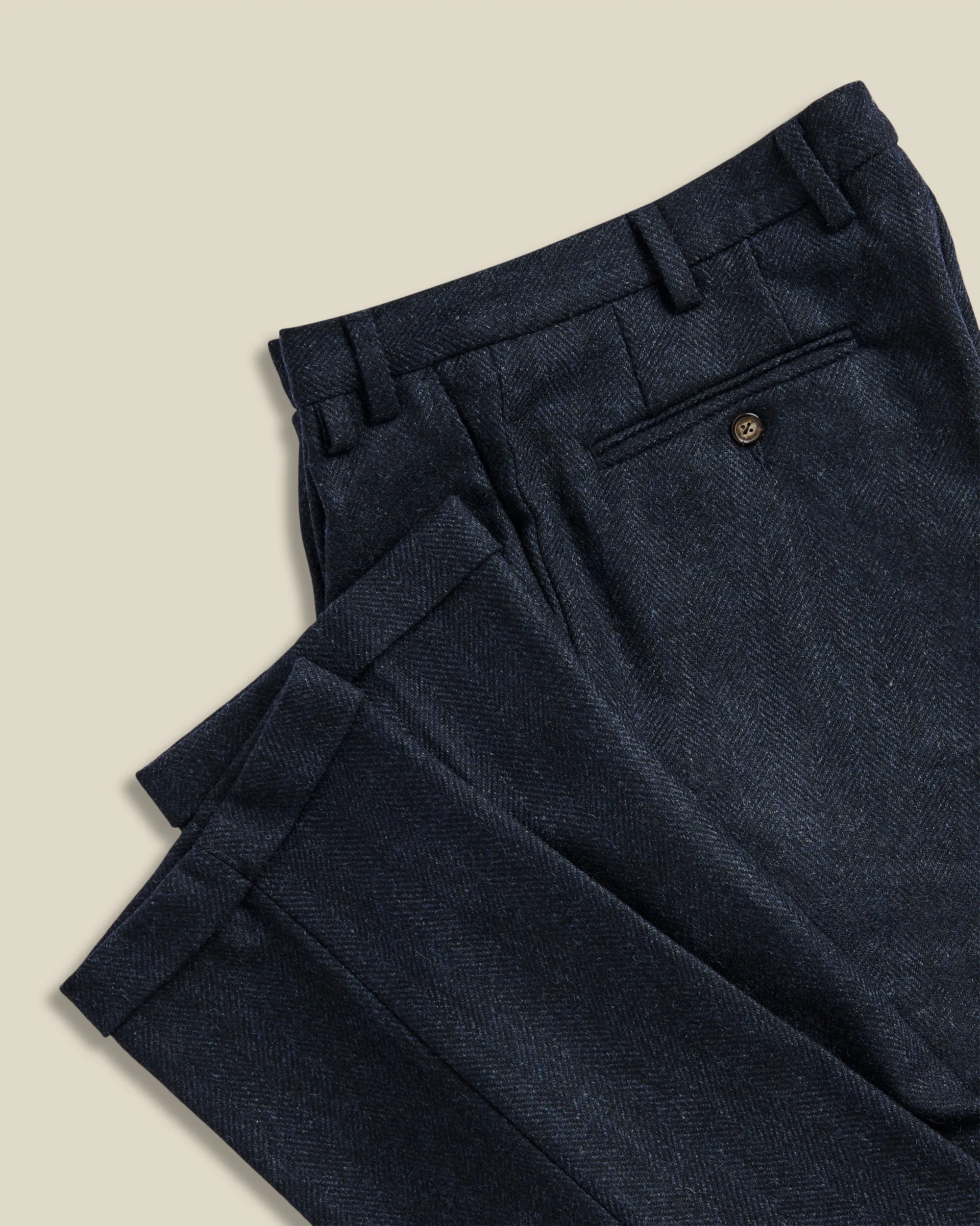 Wool Herringbone Trousers - Navy sold by Portuguese Flannel product image thumbnail 4