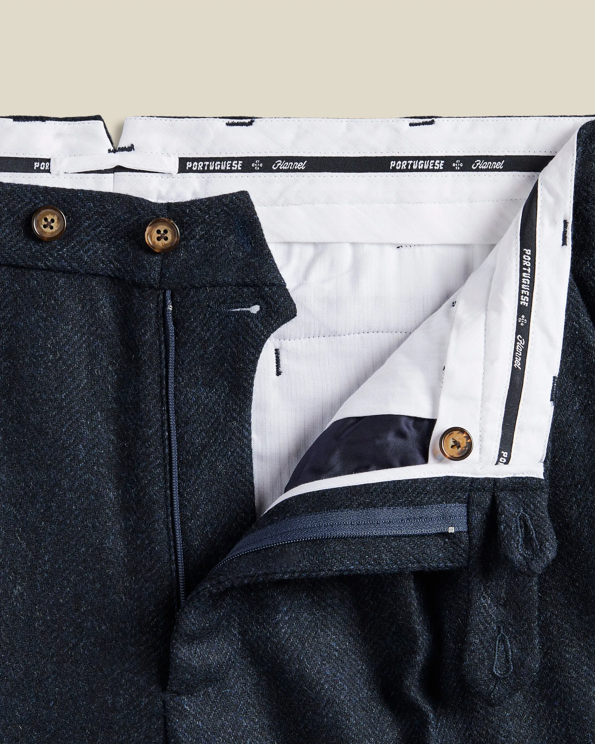 Wool Herringbone Trousers - Navy sold by Portuguese Flannel product image thumbnail 3