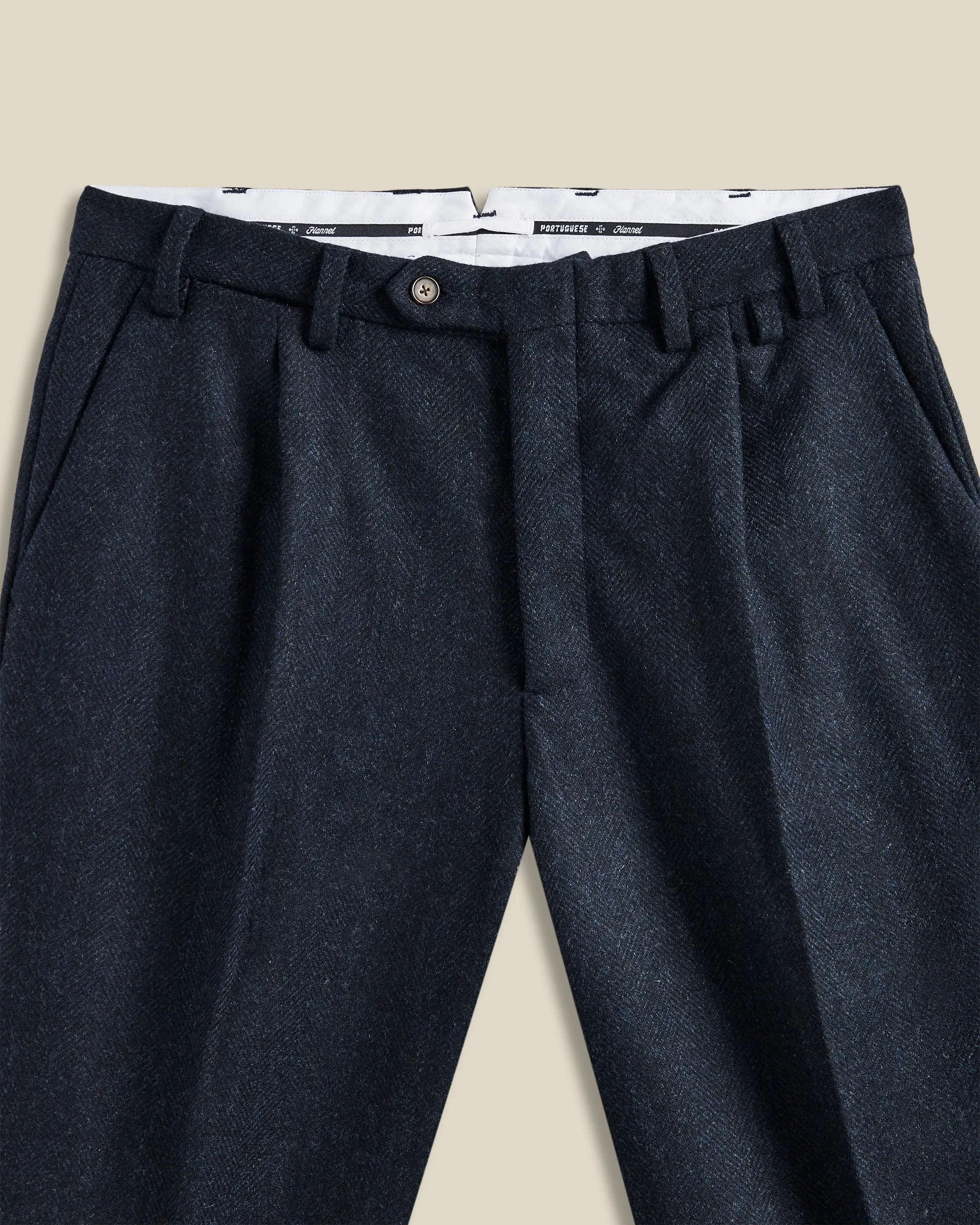 Wool Herringbone Trousers - Navy sold by Portuguese Flannel product image thumbnail 2