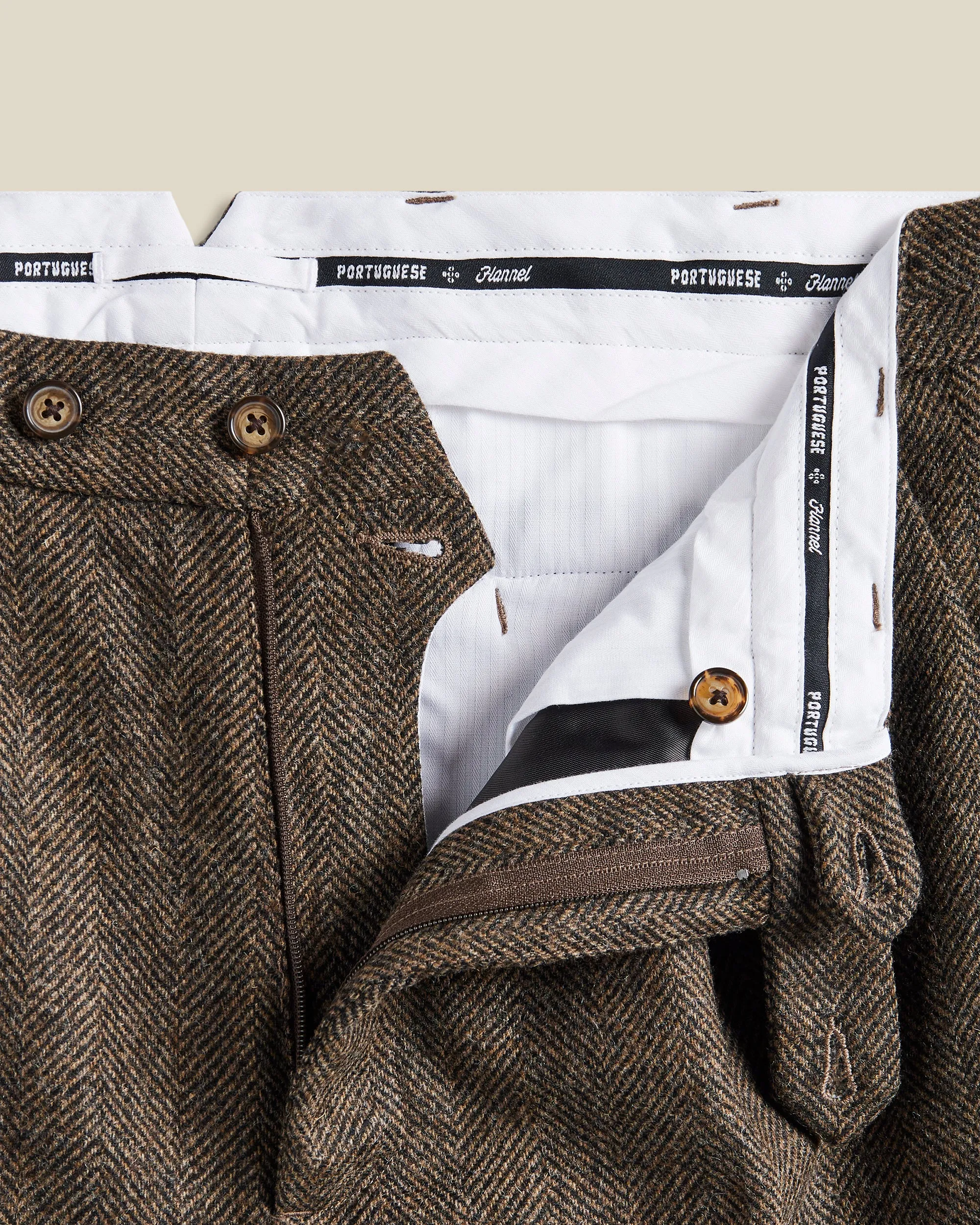 Wool Herringbone Trousers - Brown sold by Portuguese Flannel product image thumbnail 3
