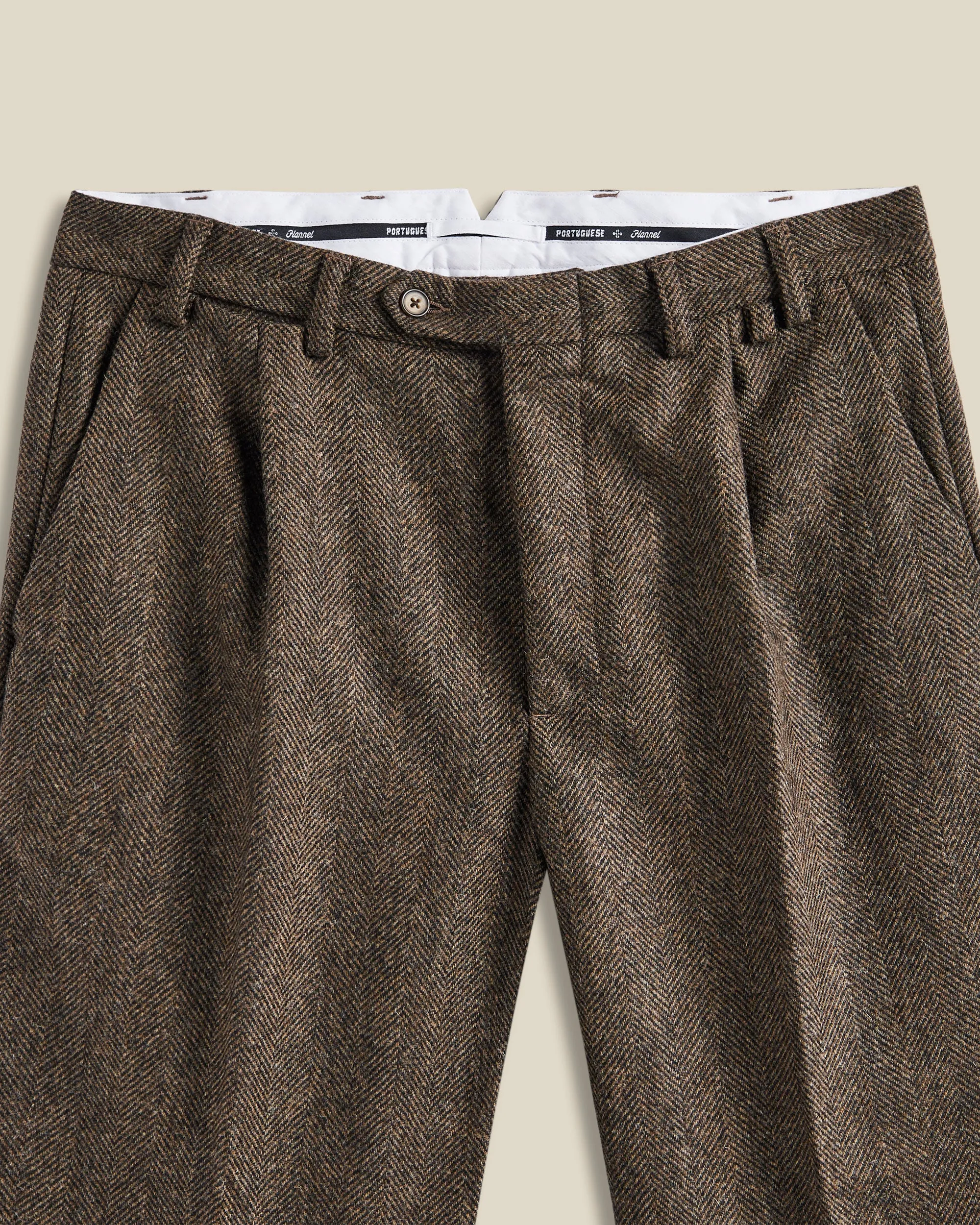 Wool Herringbone Trousers - Brown sold by Portuguese Flannel product image thumbnail 2