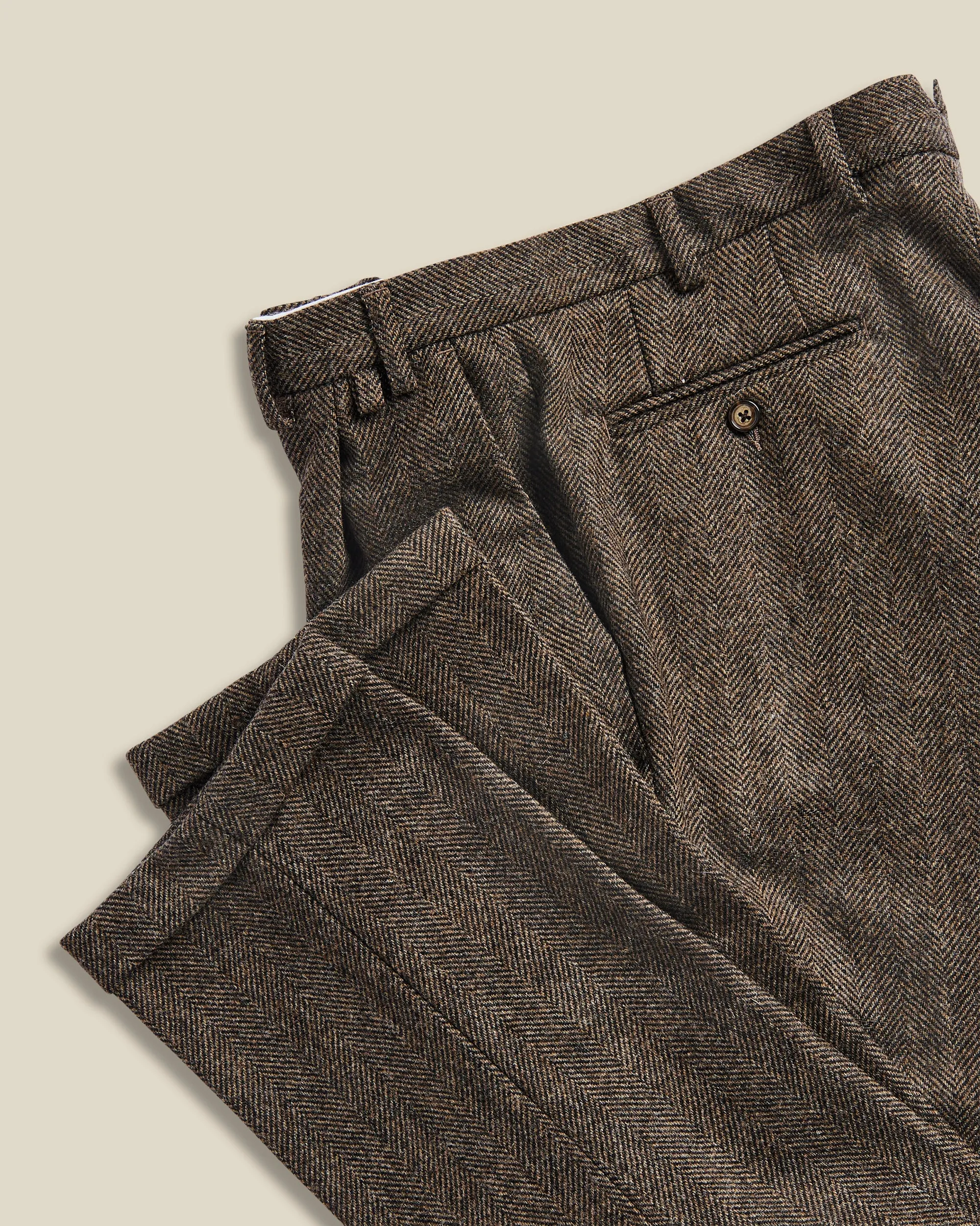 Wool Herringbone Trousers - Brown sold by Portuguese Flannel product image thumbnail 4
