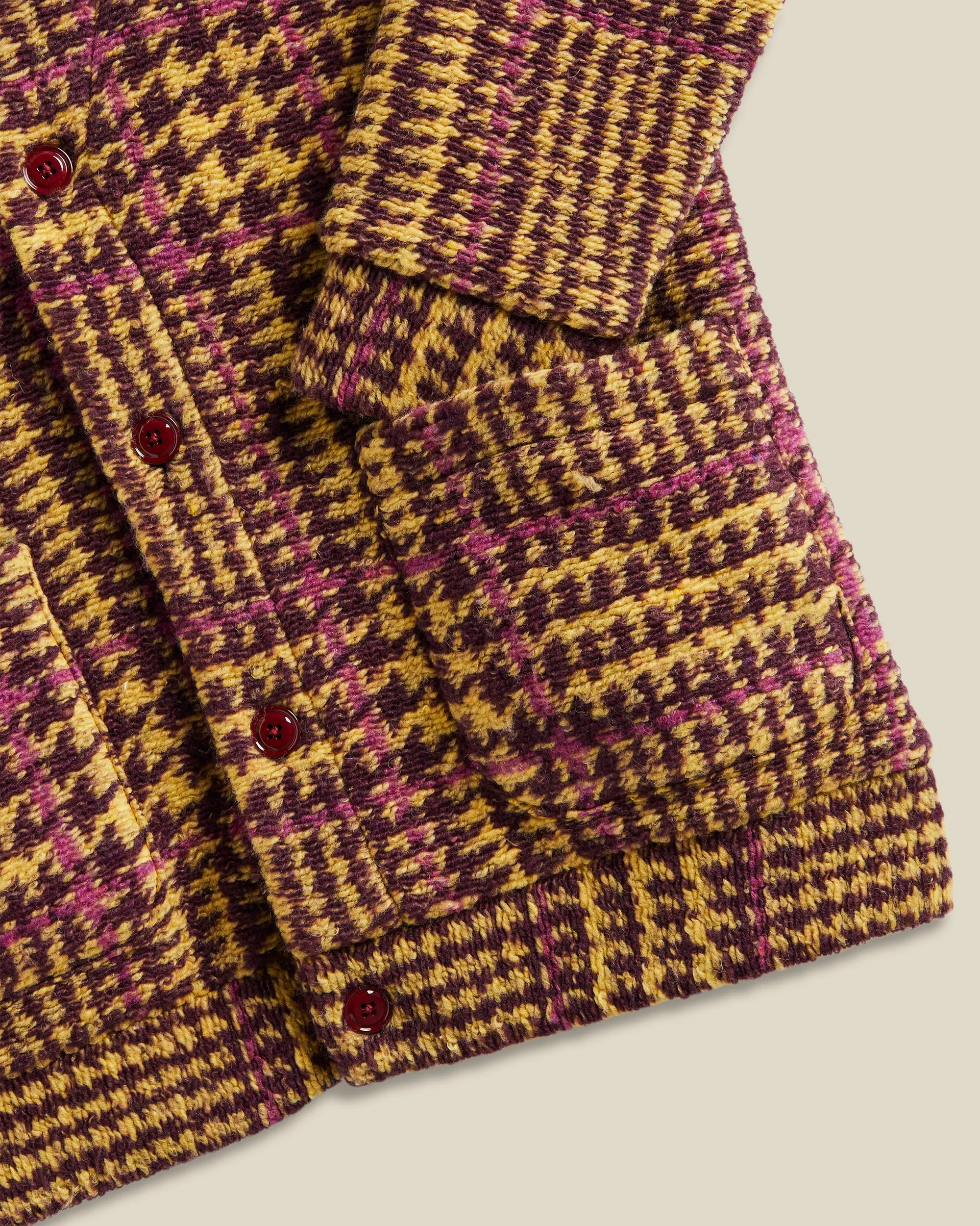 Gales Cardigan - Bordeaux/Mustard sold by Portuguese Flannel product image thumbnail 3