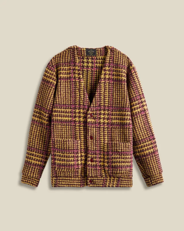 Gales Cardigan - Bordeaux/Mustard sold by Portuguese Flannel