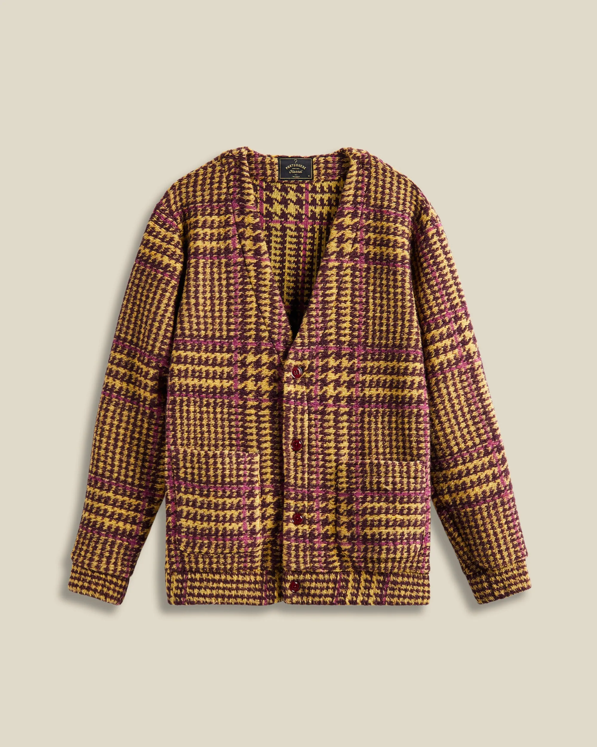Gales Cardigan - Bordeaux/Mustard sold by Portuguese Flannel