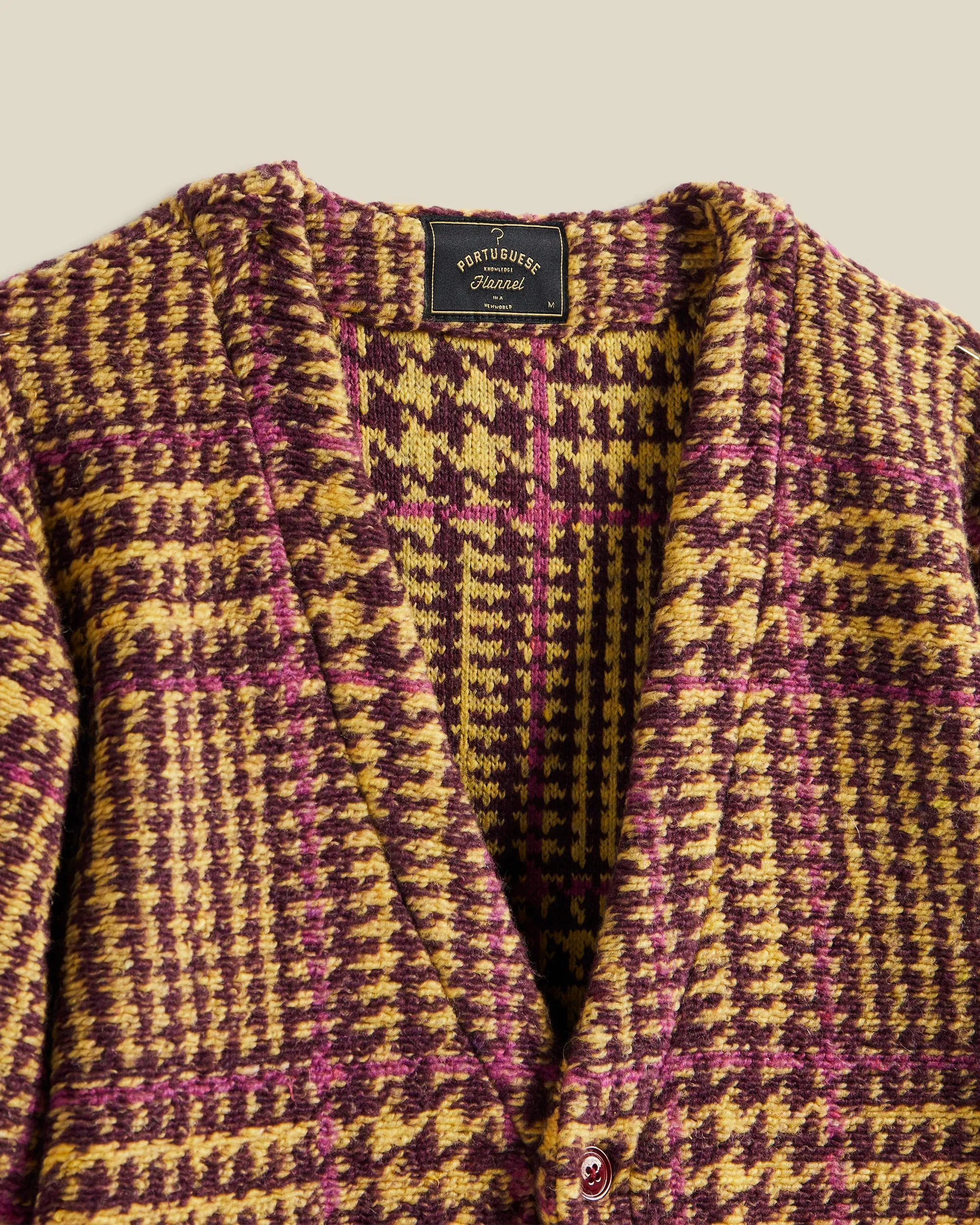 Gales Cardigan - Bordeaux/Mustard sold by Portuguese Flannel product image thumbnail 2