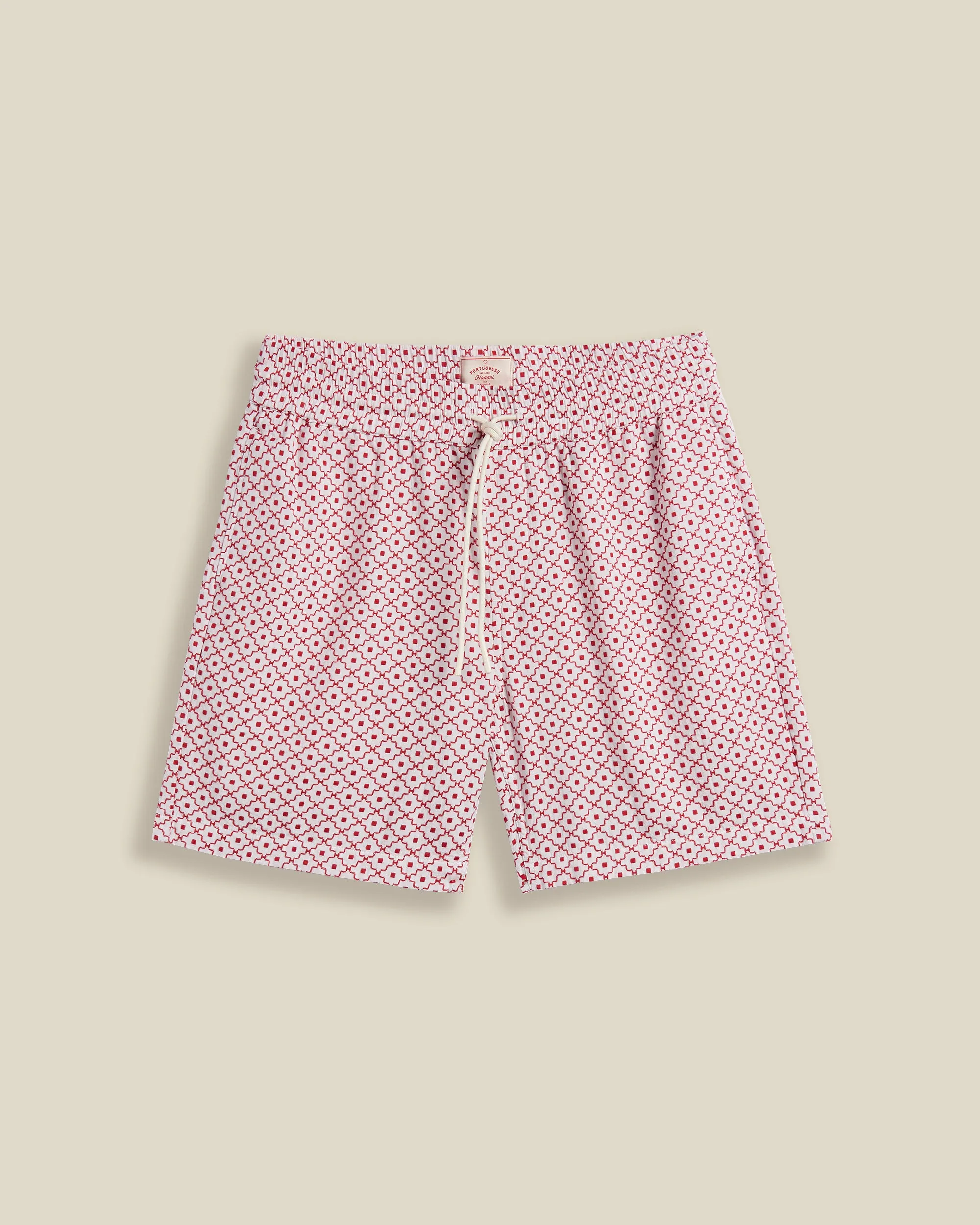 TILE SHORTS - WHITE/RED sold by Portuguese Flannel