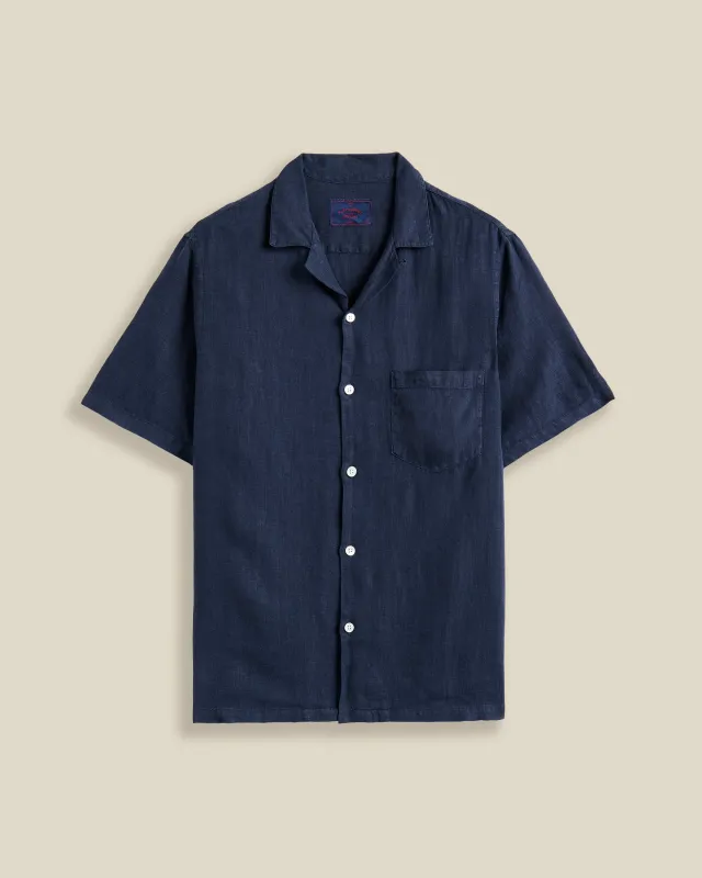 LINEN CAMP COLLAR - NAVY sold by Portuguese Flannel