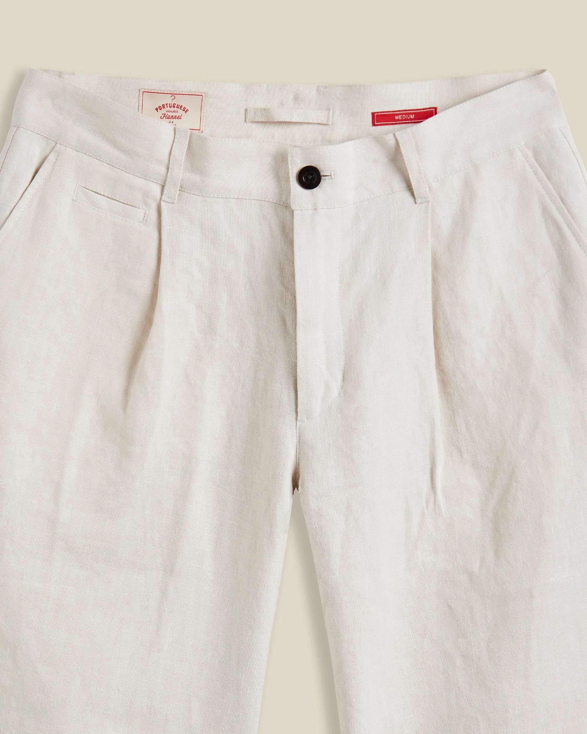 LINEN TROUSERS SINGLE PLEAT - ECRU sold by Portuguese Flannel product image thumbnail 2