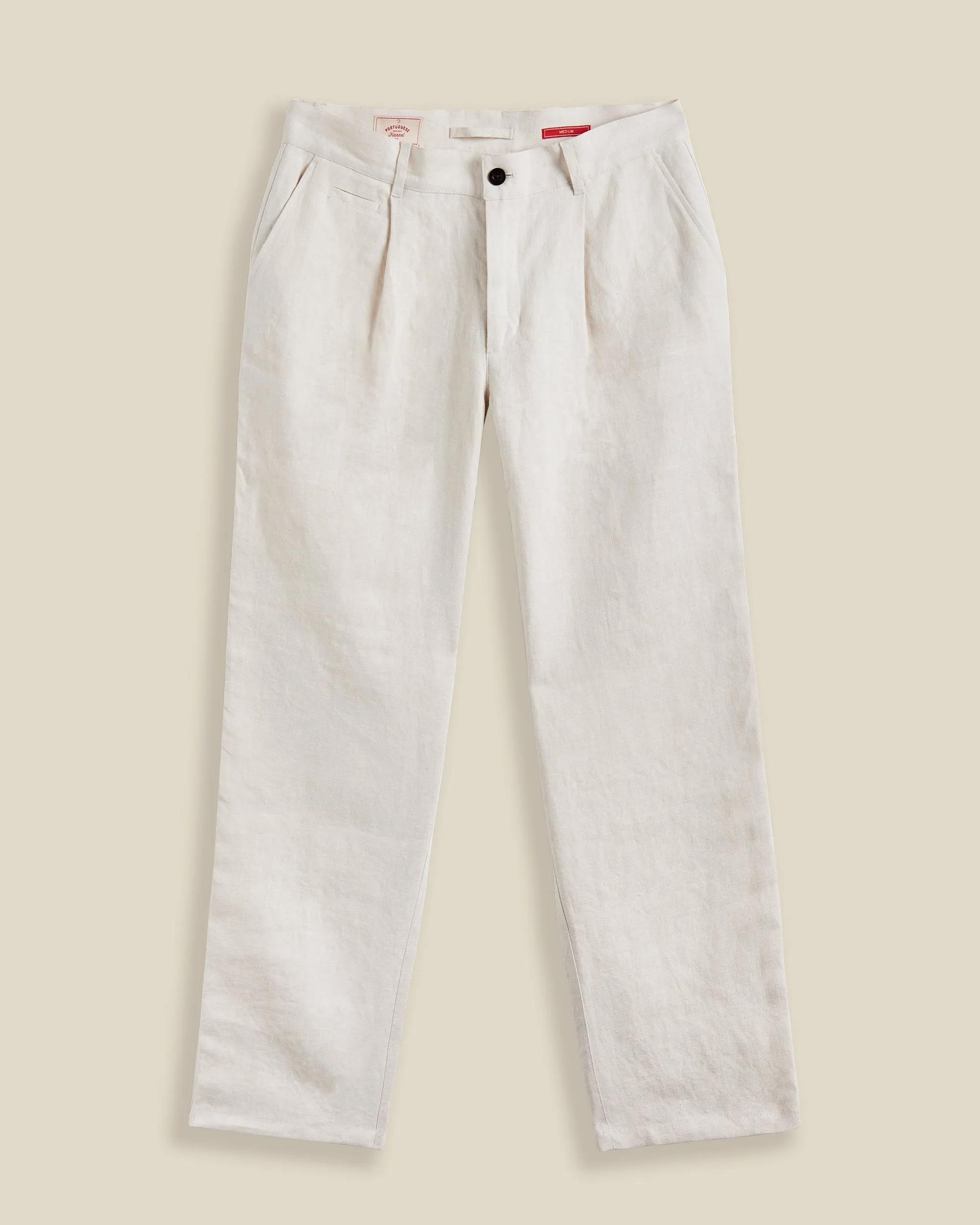 LINEN TROUSERS SINGLE PLEAT - ECRU sold by Portuguese Flannel